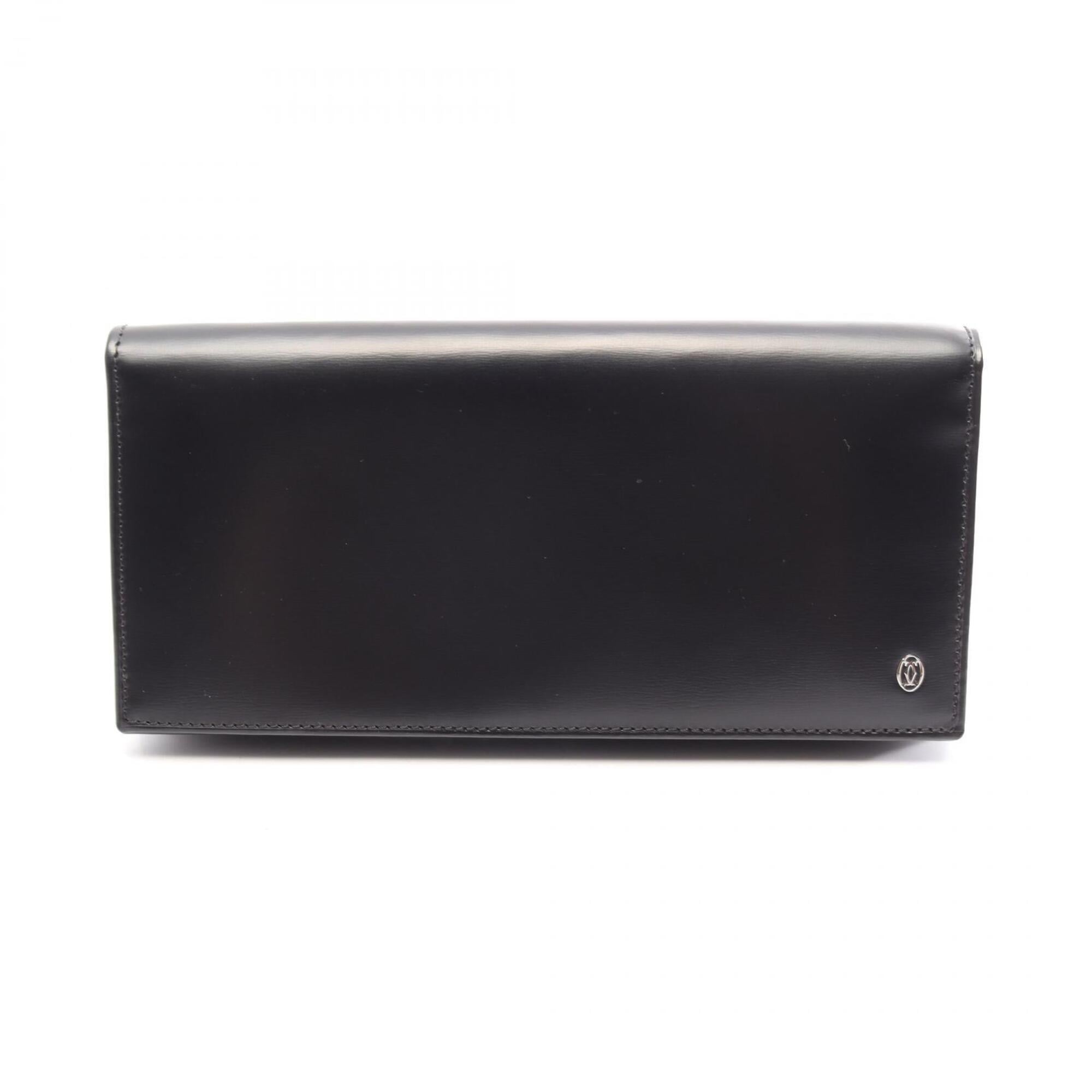 Cartier Black Leather Long Wallet (Bi-Fold) (Pre-Owned)