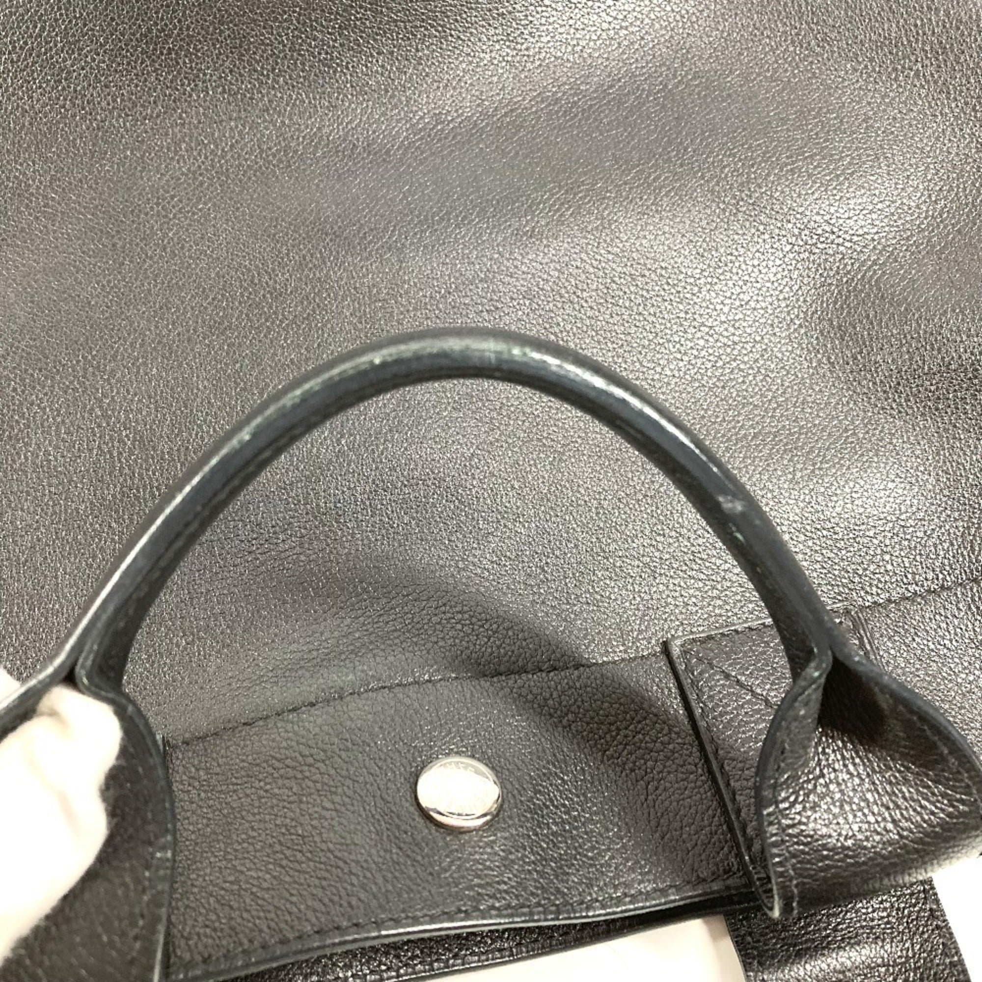 Hermes Black Leather Handbag Tote Bag (Pre-Owned)
