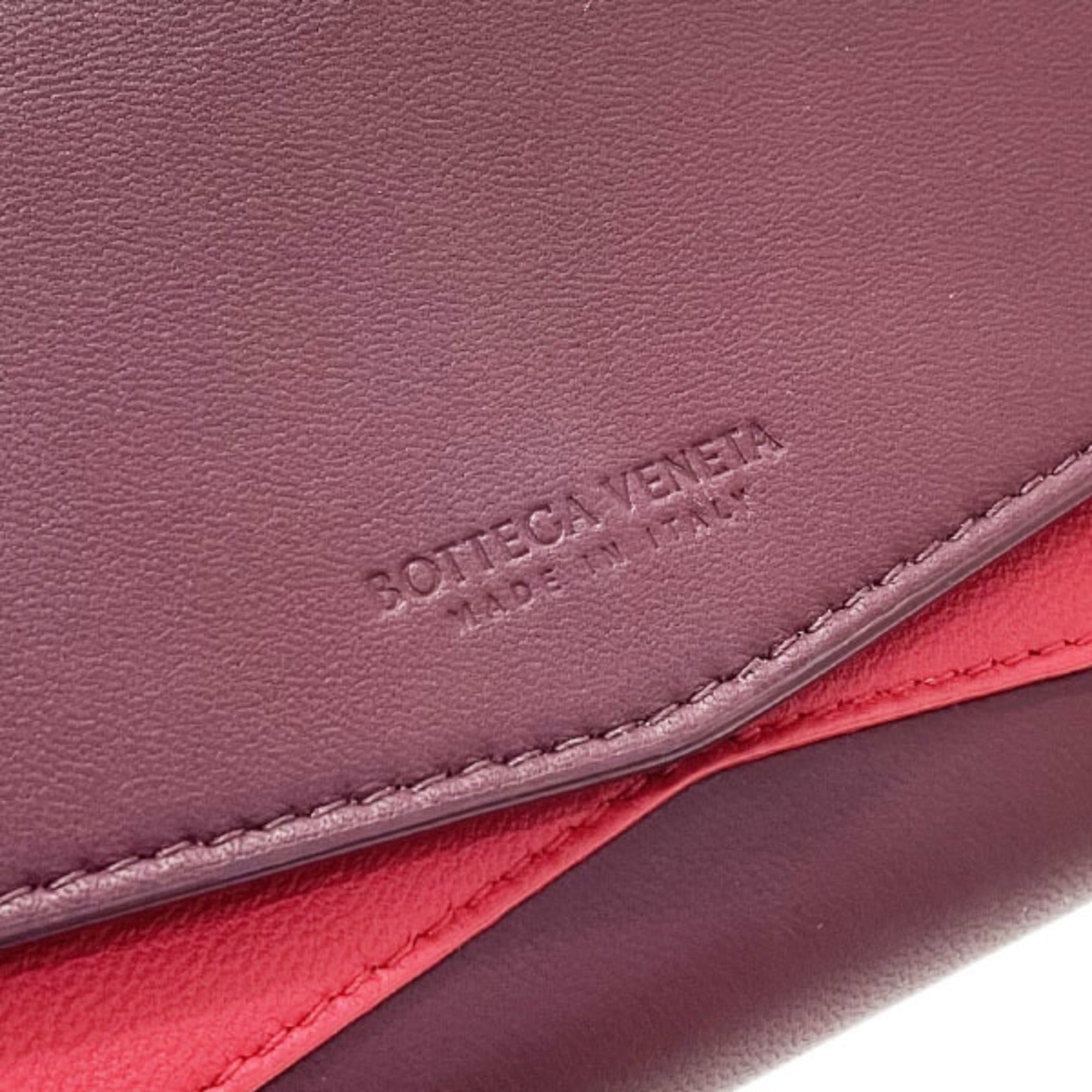 Bottega Veneta Bordeaux Red Color Leather Long Wallet (Bi-Fold) (Pre-Owned)