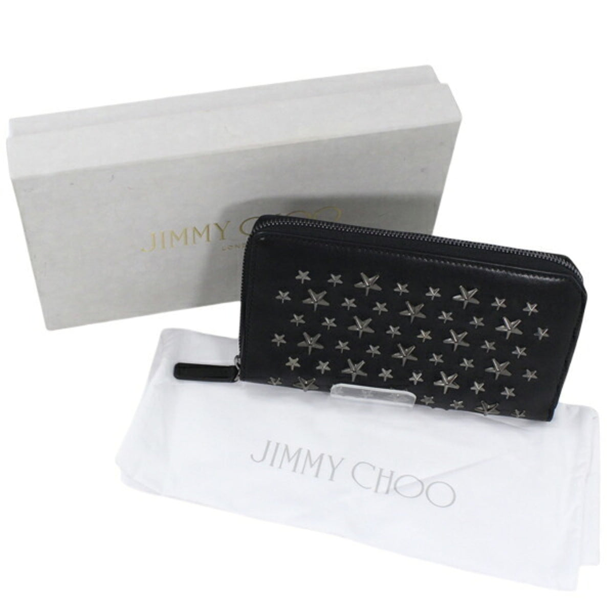 Jimmy Choo Black Leather Long Wallet (Bi-Fold) (Pre-Owned)