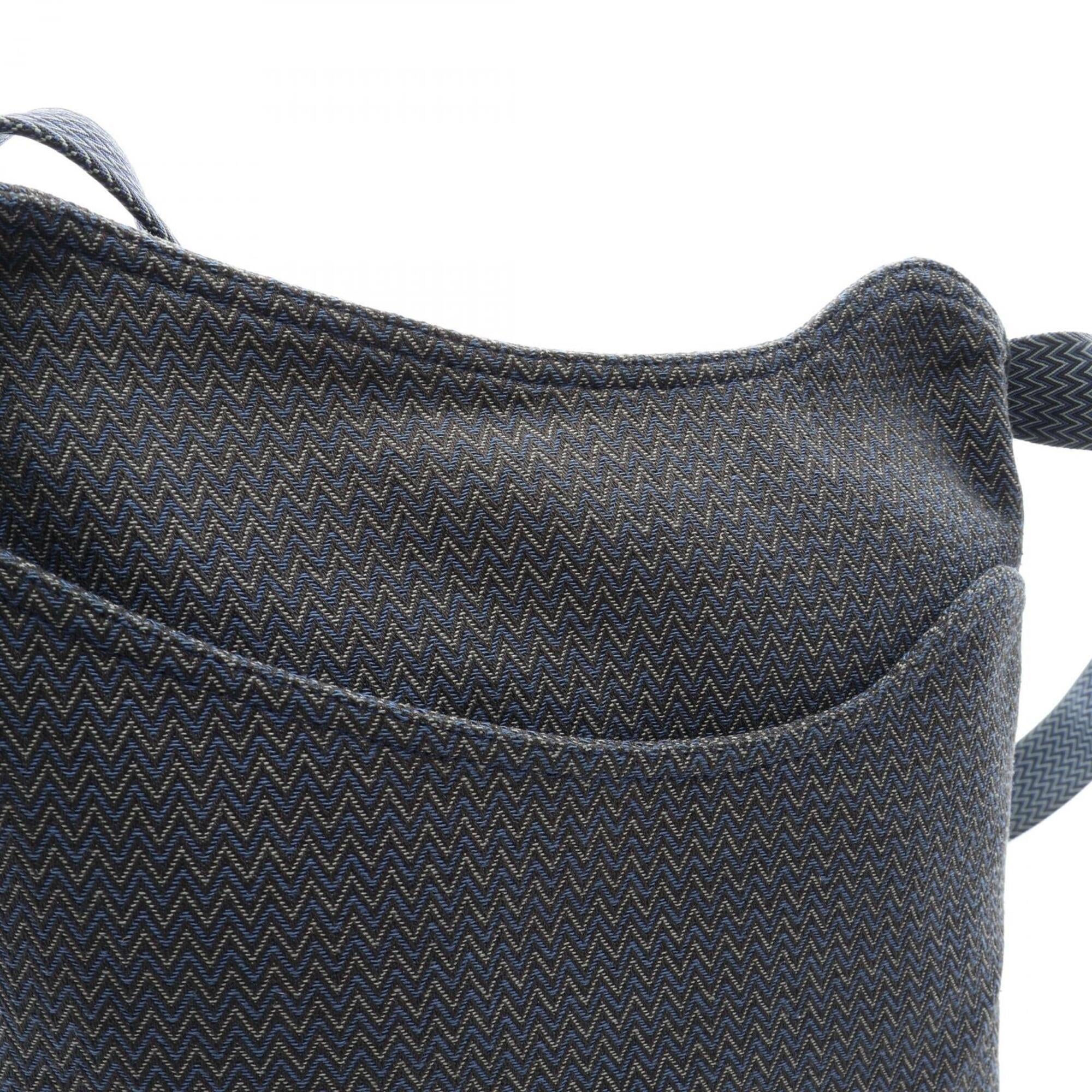 Hermes Navy Canvas Handbag Shoulder Bag (Pre-Owned)