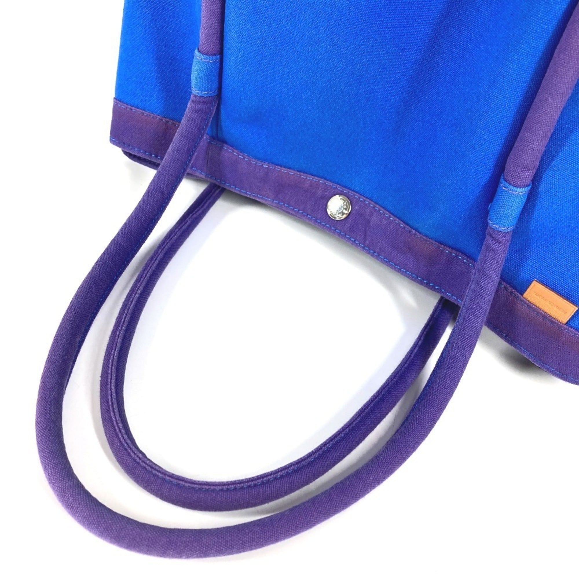Hermes Blue Canvas Handbag Tote Bag (Pre-Owned)