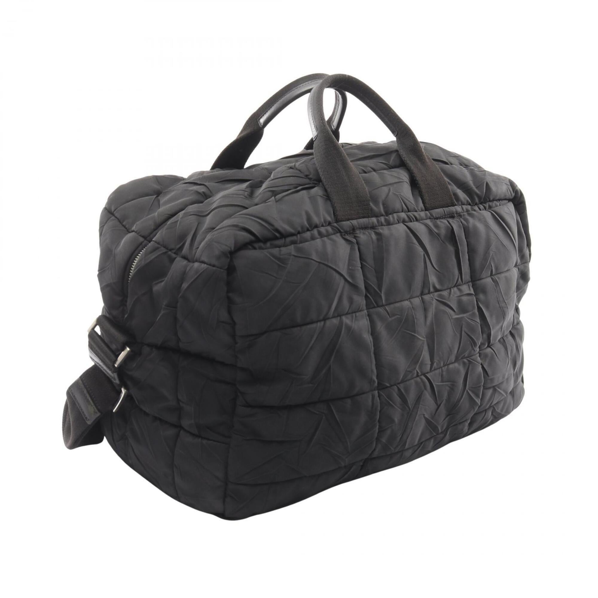 Prada Black Nylon Boston Bag Handbag (Pre-Owned)