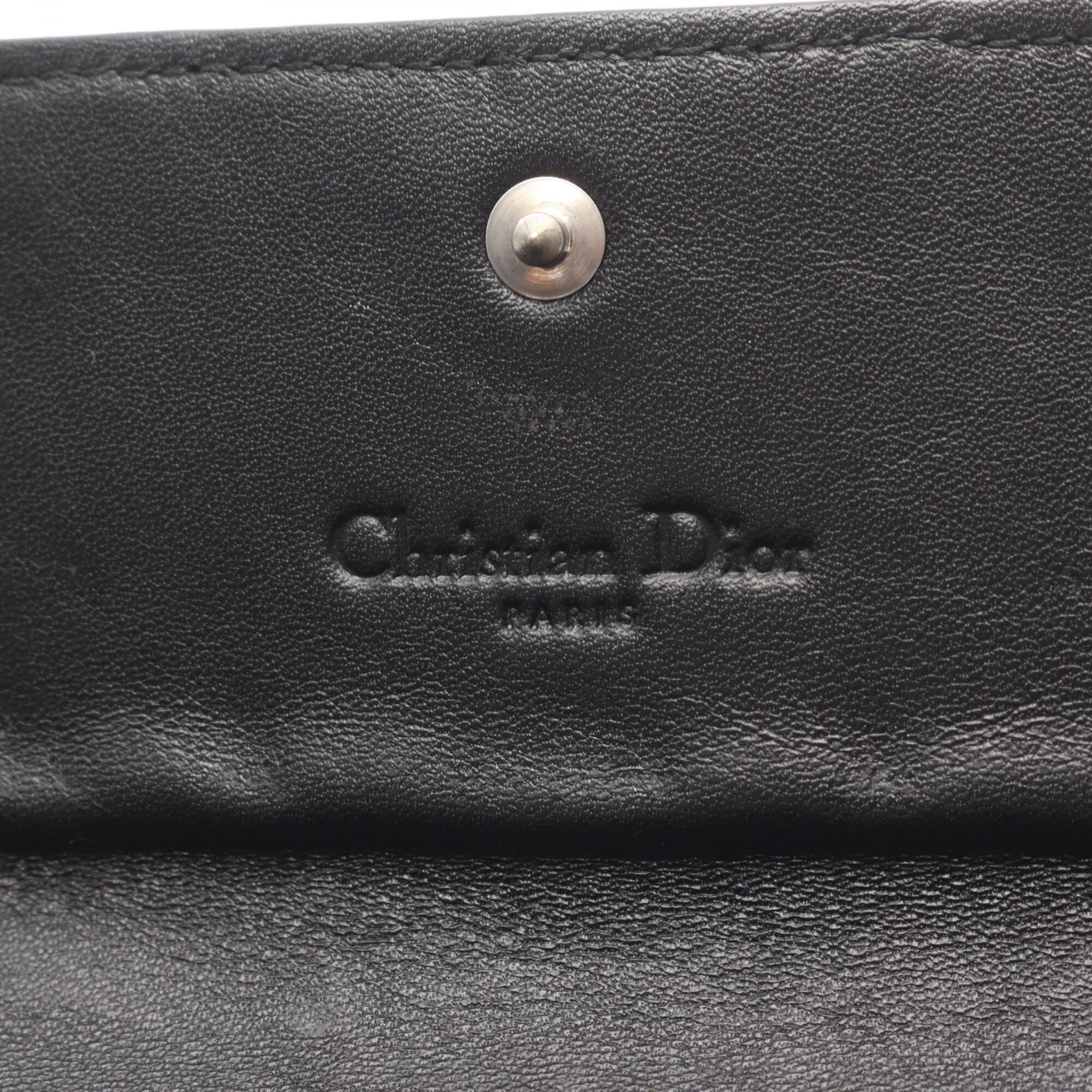 Christian Dior Black Leather Long Wallet (Bi-Fold) (Pre-Owned)