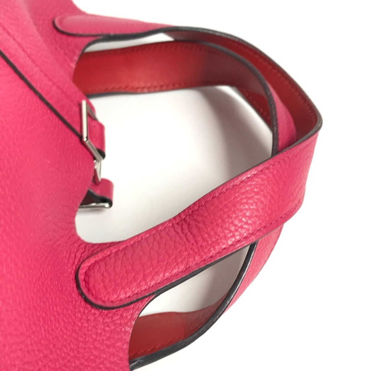Hermes Pink Red Color Taurillon Clemence Leather Handbag (Pre-Owned)