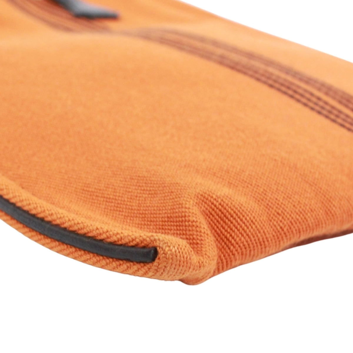 Hermes Black Orange Leather Canvas Tote Bag (Pre-Owned)