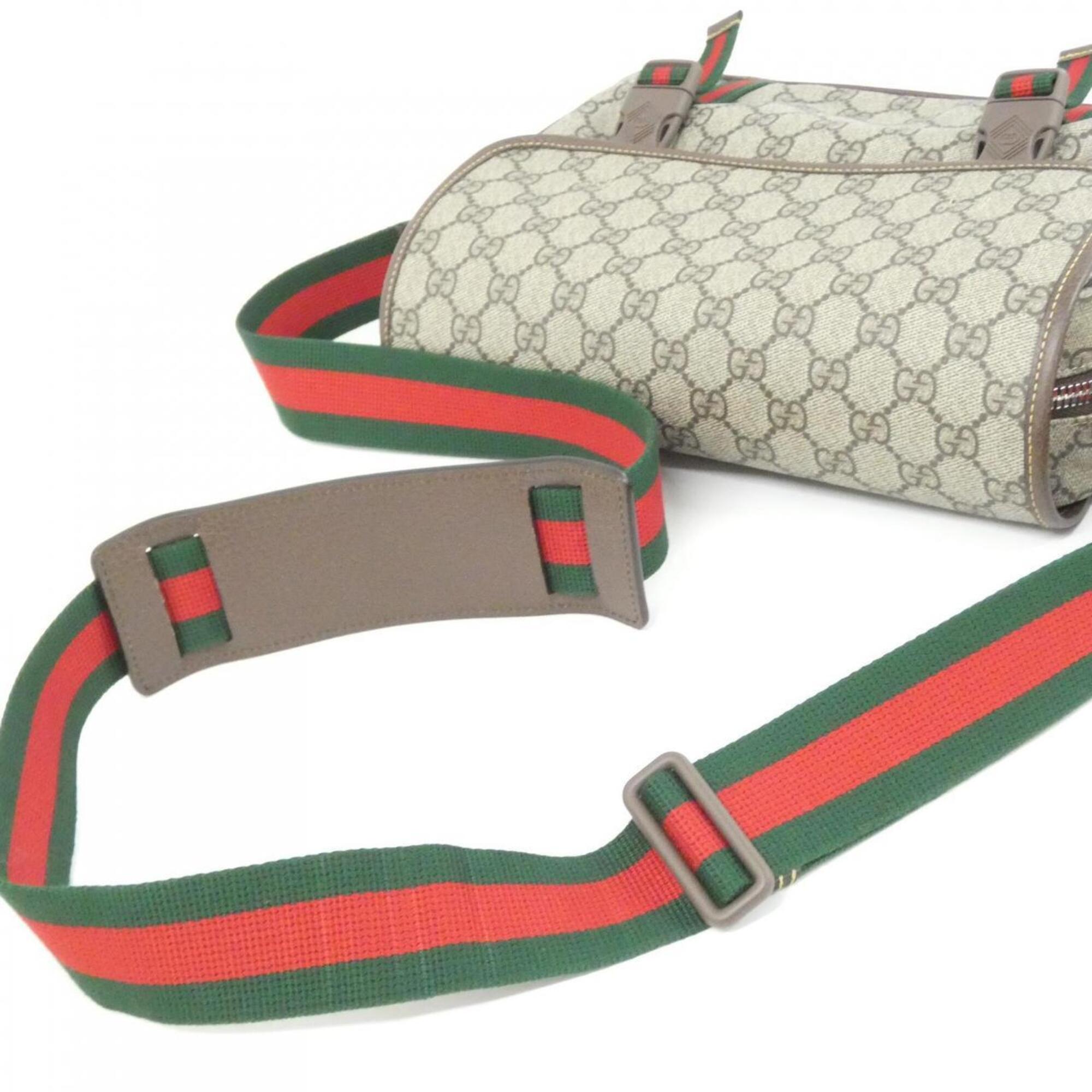 Gucci Beige Brown Gg Supreme Canvas Shoulder Bag (Pre-Owned)