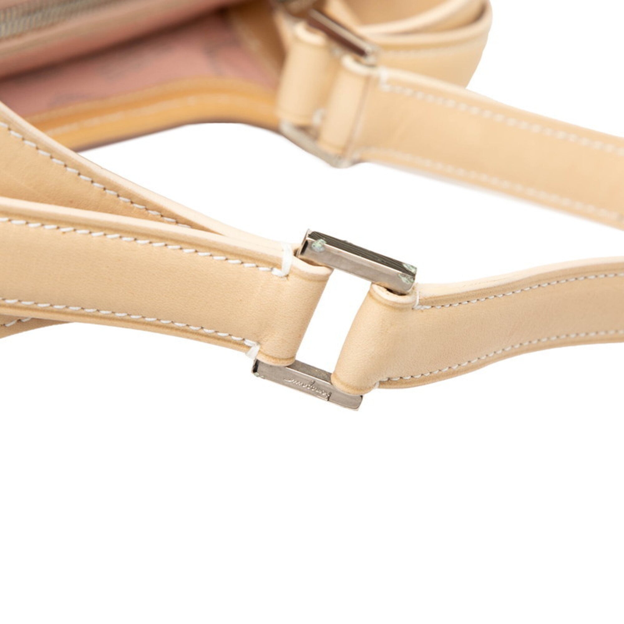Salvatore Ferragamo Beige Pink Silver Leather Pvc Shoulder Bag (Pre-Owned)