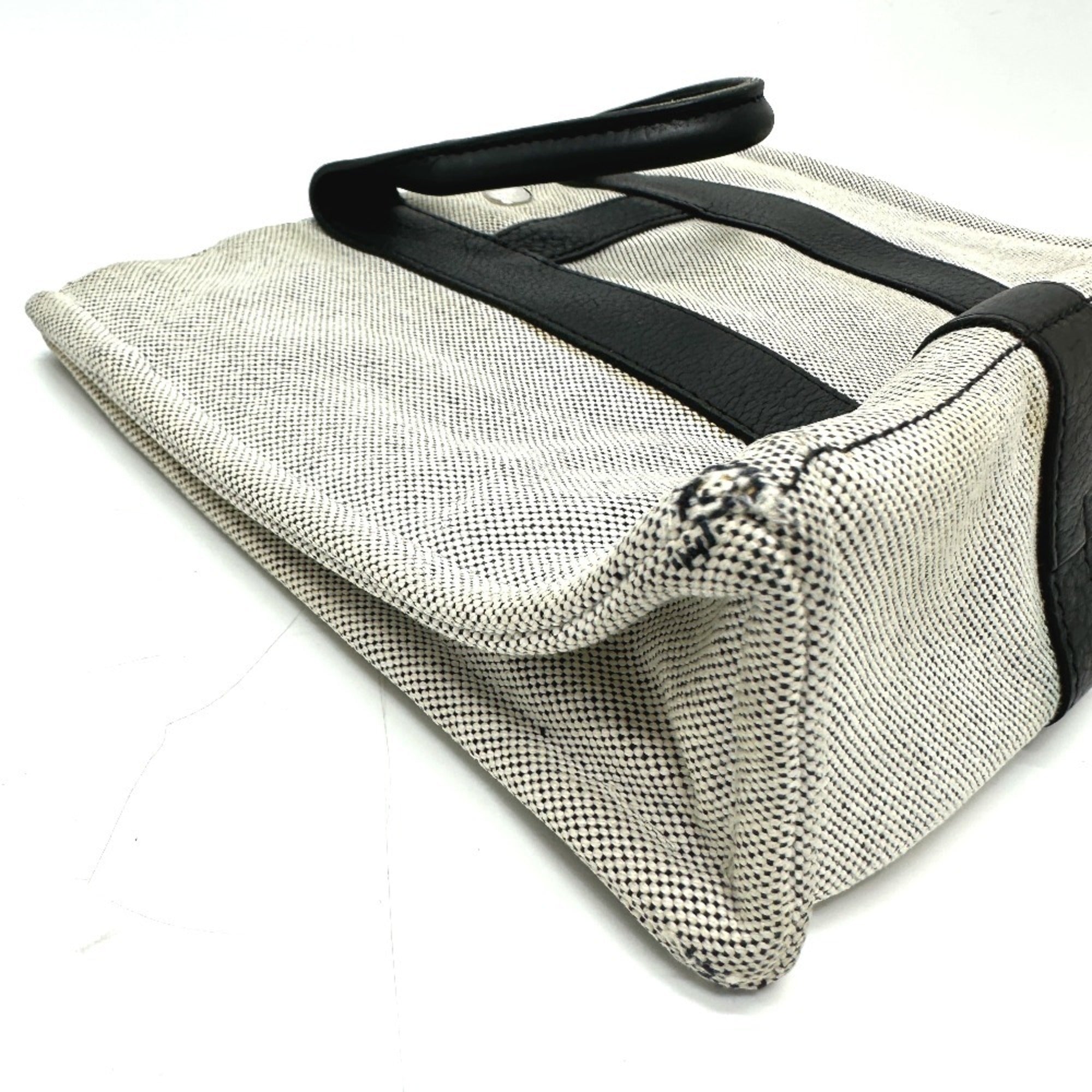 Hermes Black Gray Toile H Leather Handbag Tote Bag (Pre-Owned)