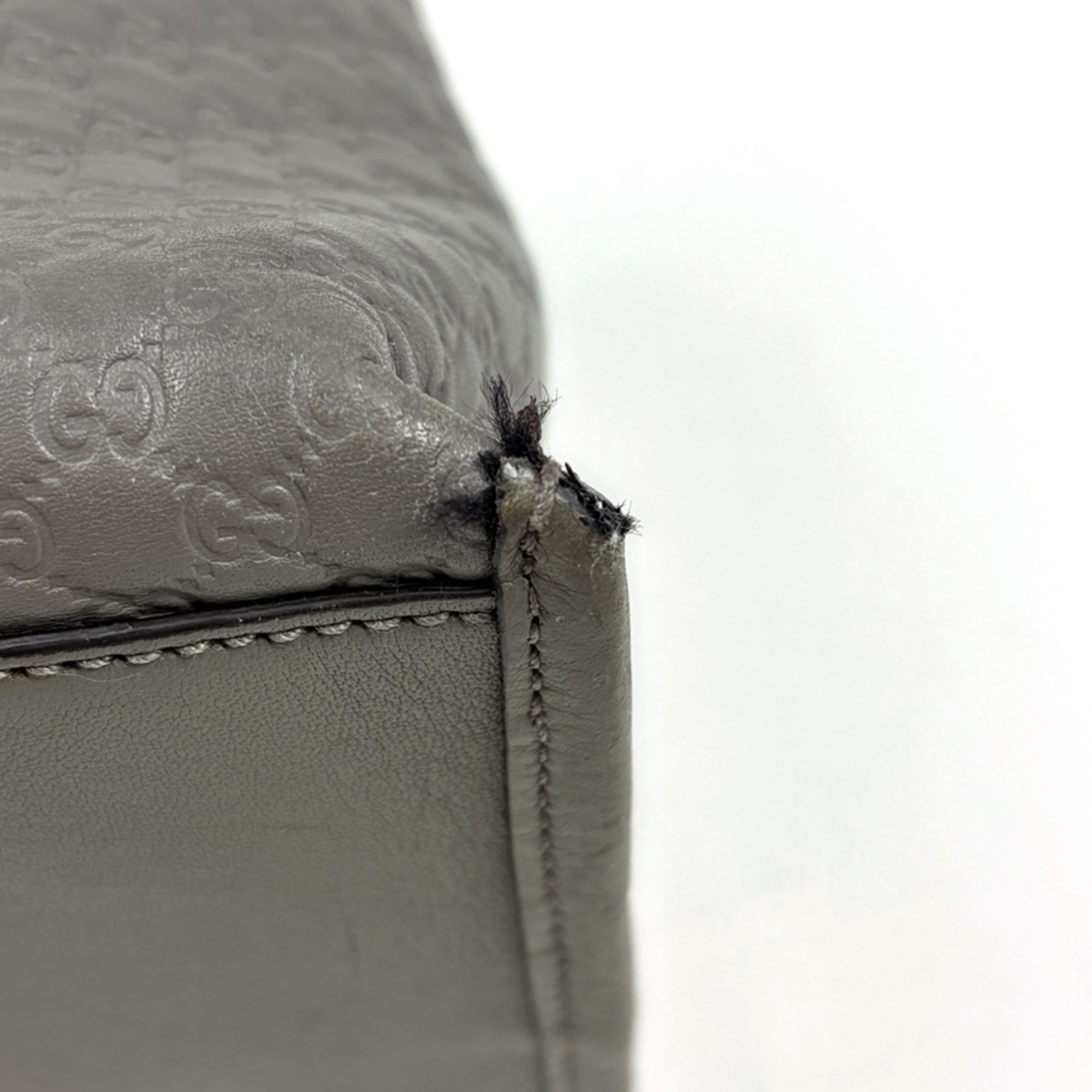 Gucci Gray Leather Handbag Shoulder Bag Tote Bag (Pre-Owned)