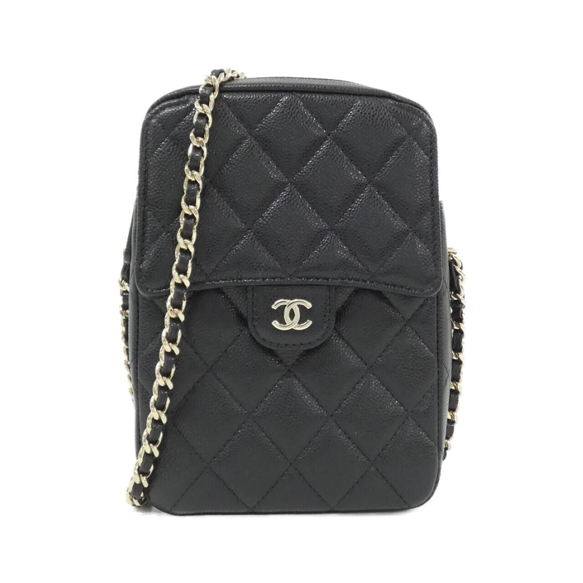 Chanel Black Grained Calfskin Handbag Shoulder Bag (Pre-Owned)