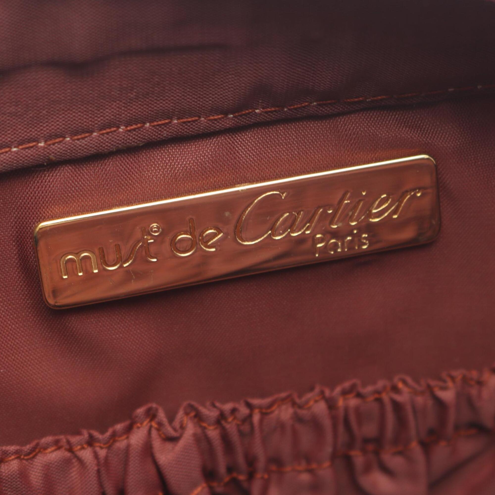 Cartier Bordeaux Leather Clutch Bag Handbag (Pre-Owned)