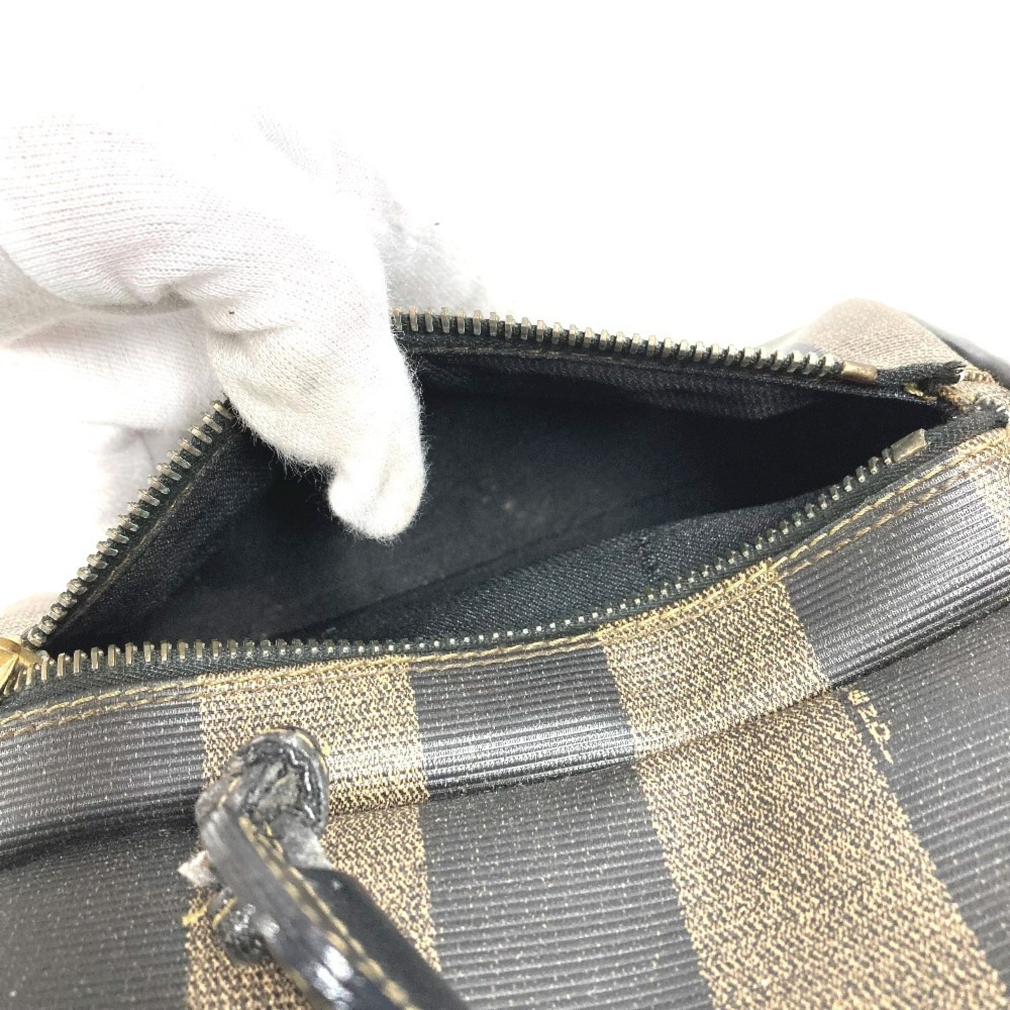 Fendi Pequin Black Khaki Pvc Leather Backpack (Pre-Owned)