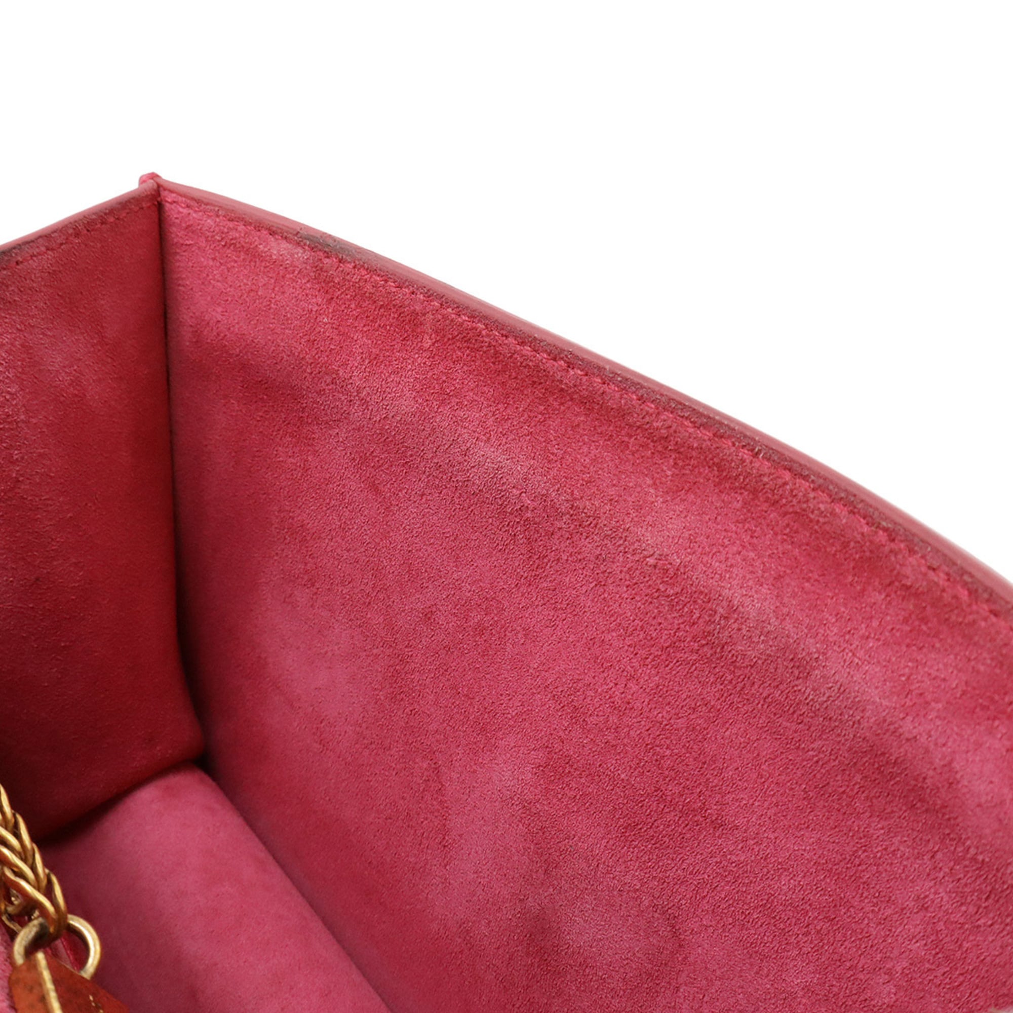 Yves Saint Laurent Red Color Leather Pochette Shoulder Bag (Pre-Owned)