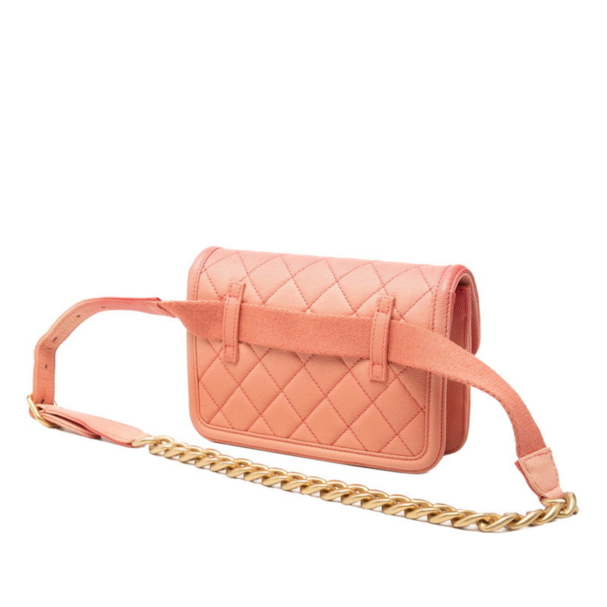 Chanel Matelasse Pink Grained Calfskin Fanny Pack (Pre-Owned)
