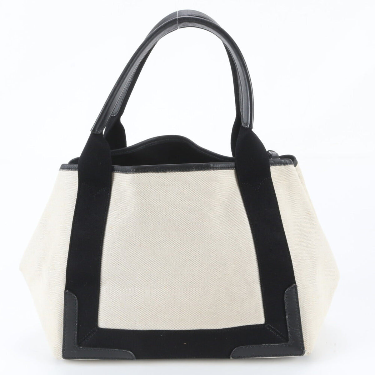 Balenciaga Black Navy White Leather Canvas Handbag Shoulder Bag Tote Bag (Pre-Owned)
