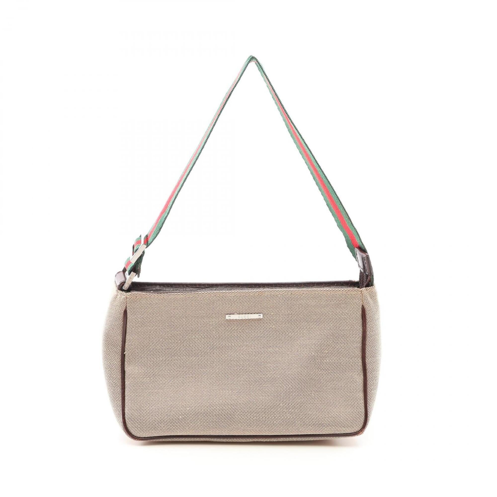 Gucci Beige Multi-Color Canvas Leather Handbag (Pre-Owned)