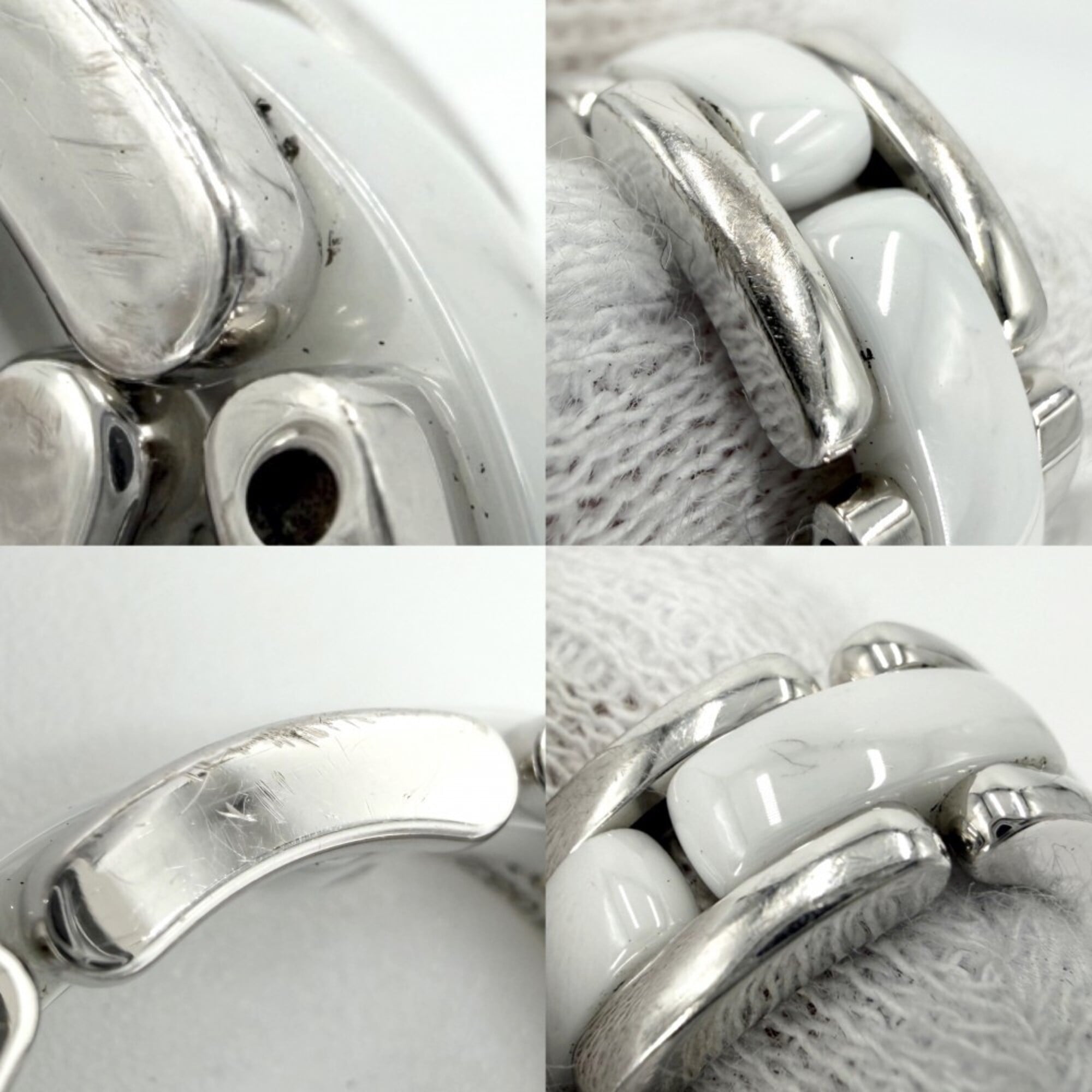 Chanel Silver White White Gold (18K) Ceramic Band Ring (Pre-Owned)