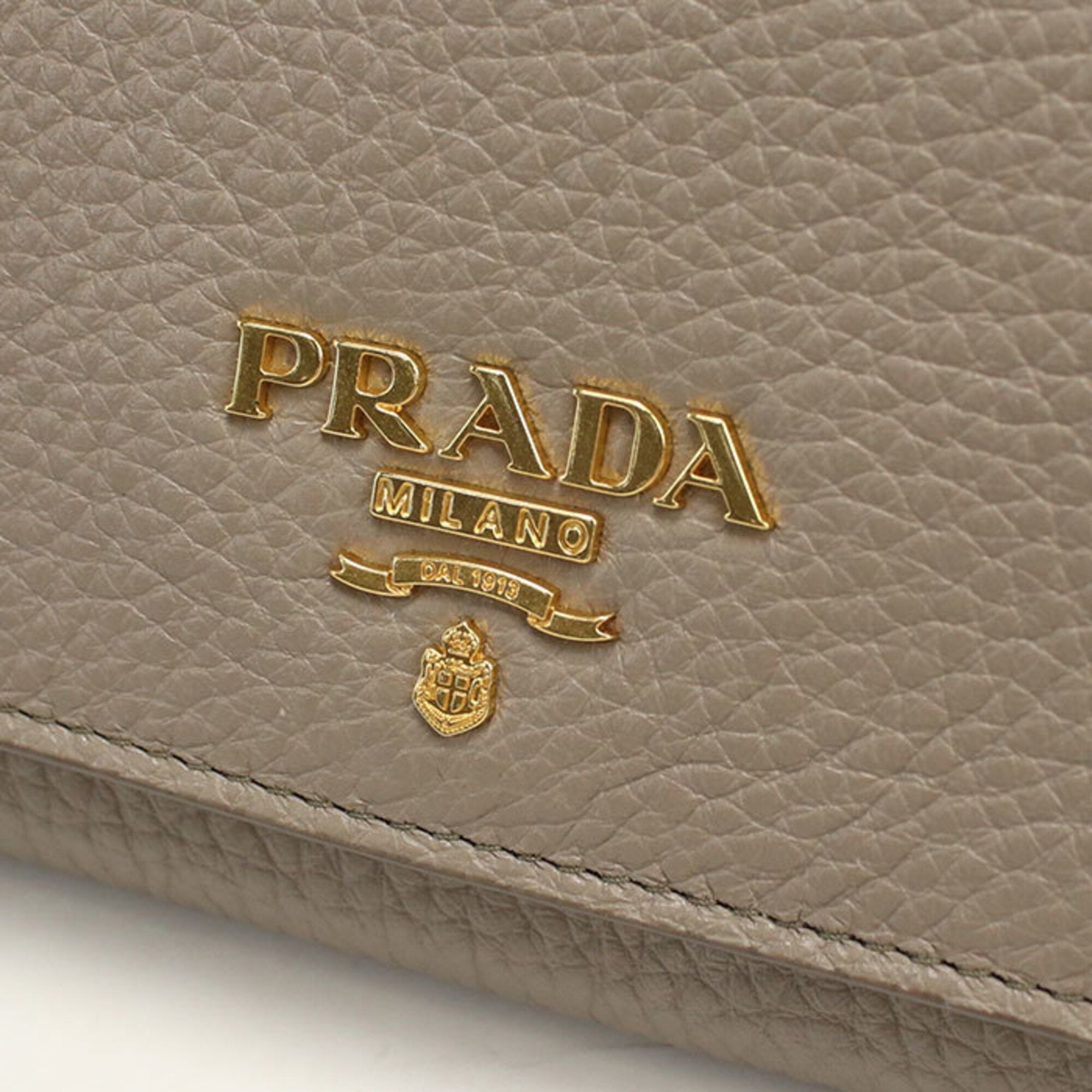 Prada Gray Leather Long Wallet (Bi-Fold) (Pre-Owned)