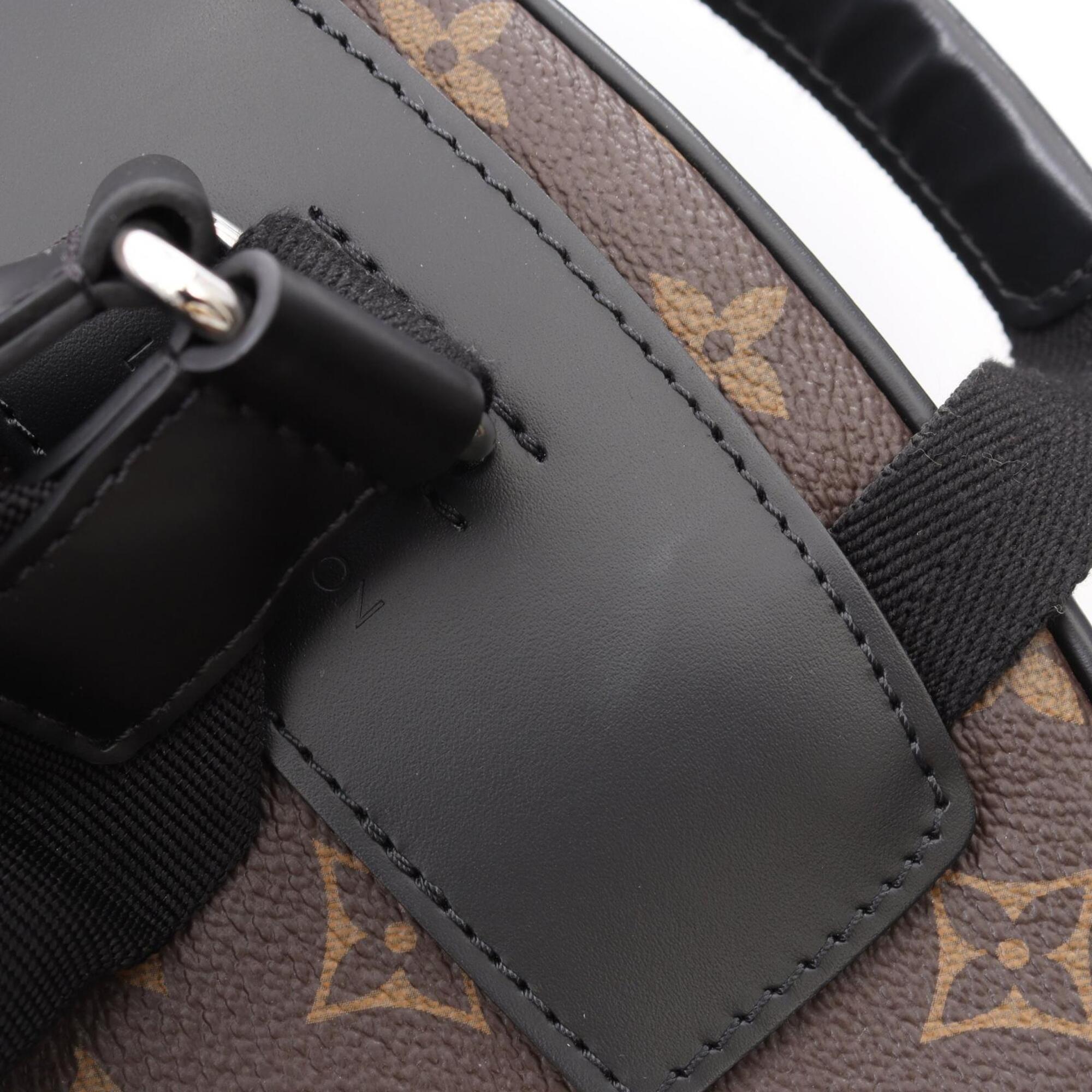 Louis Vuitton Black Brown Coated Canvas Leather Backpack Handbag (Pre-Owned)