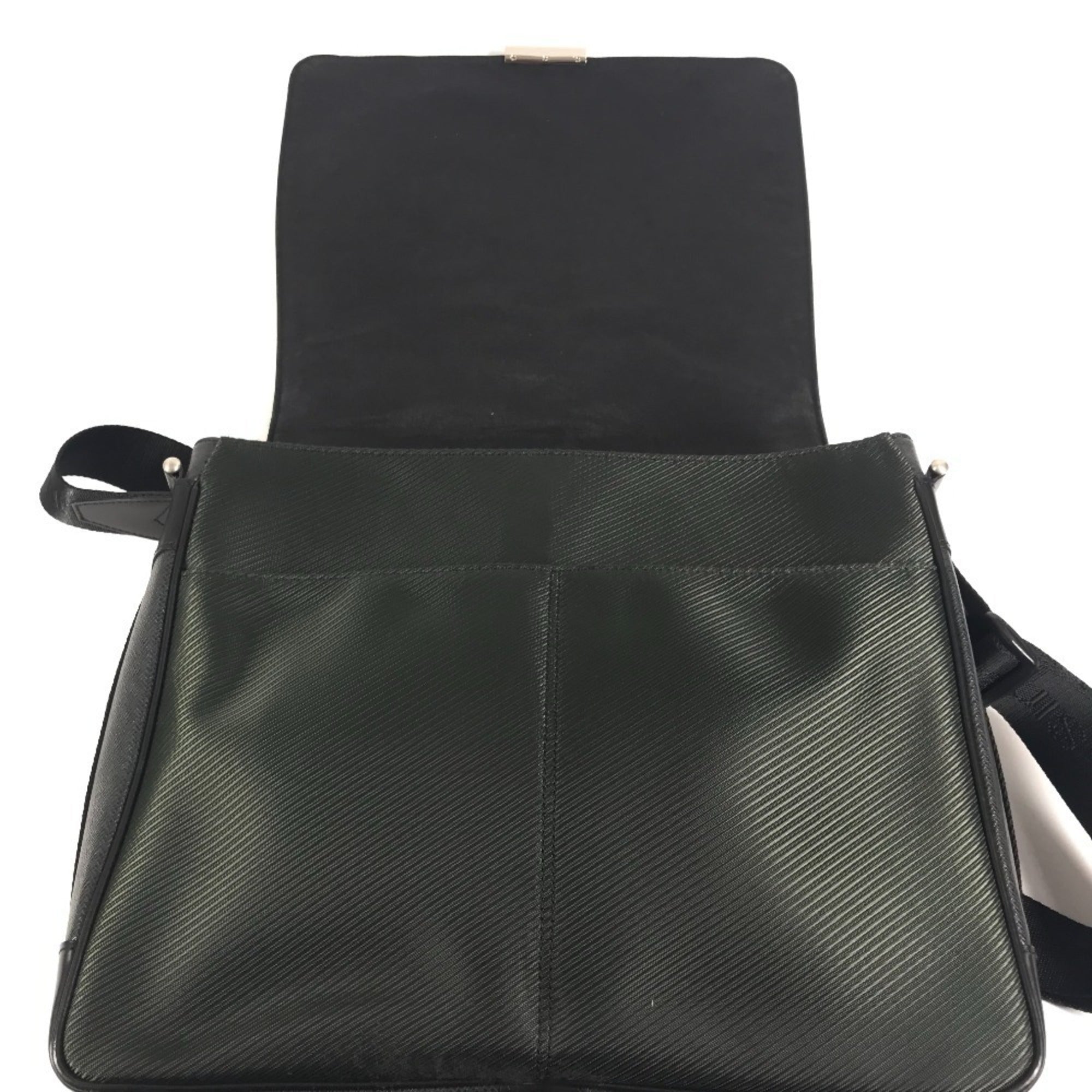 Louis Vuitton Black Khaki Taiga Leather Messenger Bag Shoulder Bag (Pre-Owned)