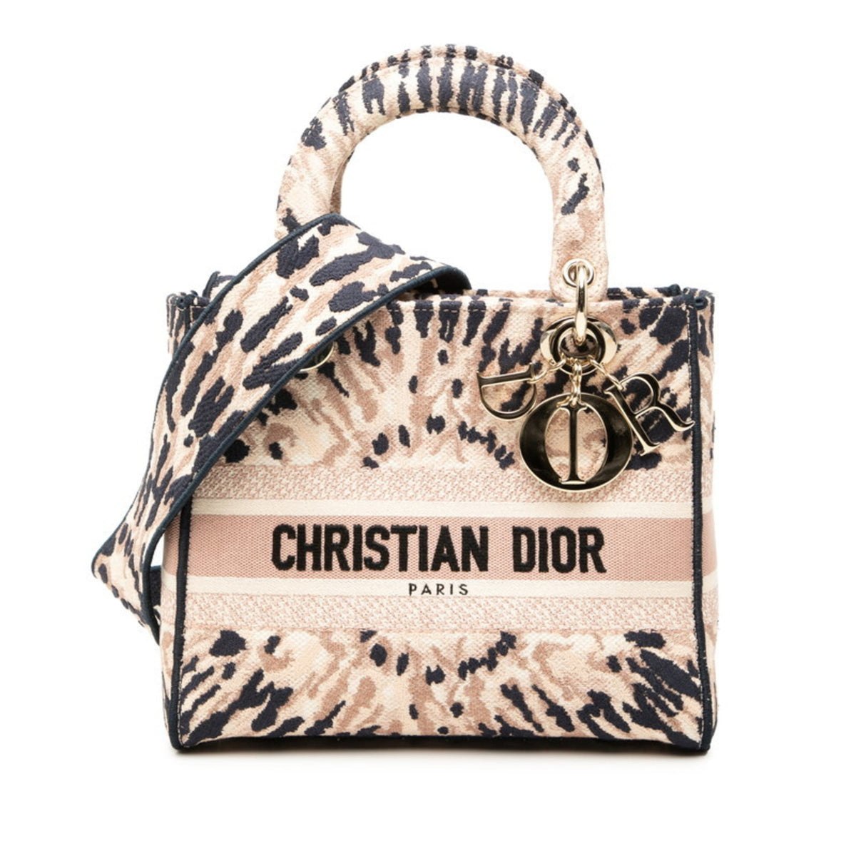 Christian Dior Navy Pink Canvas Handbag Shoulder Bag (Pre-Owned)