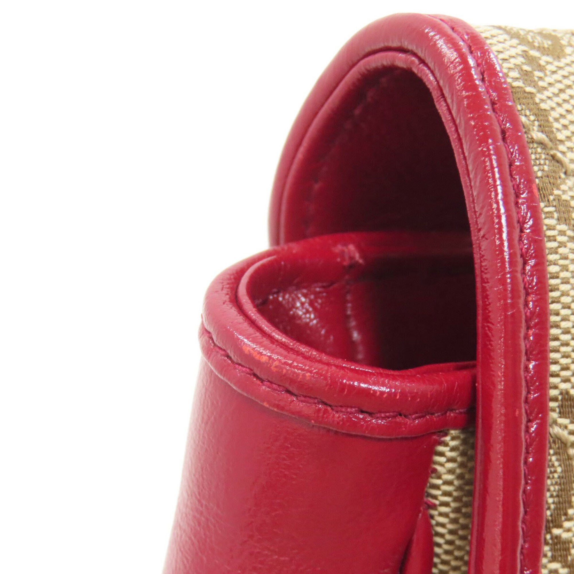 Gucci Red Color Canvas Leather Shoulder Bag (Pre-Owned)
