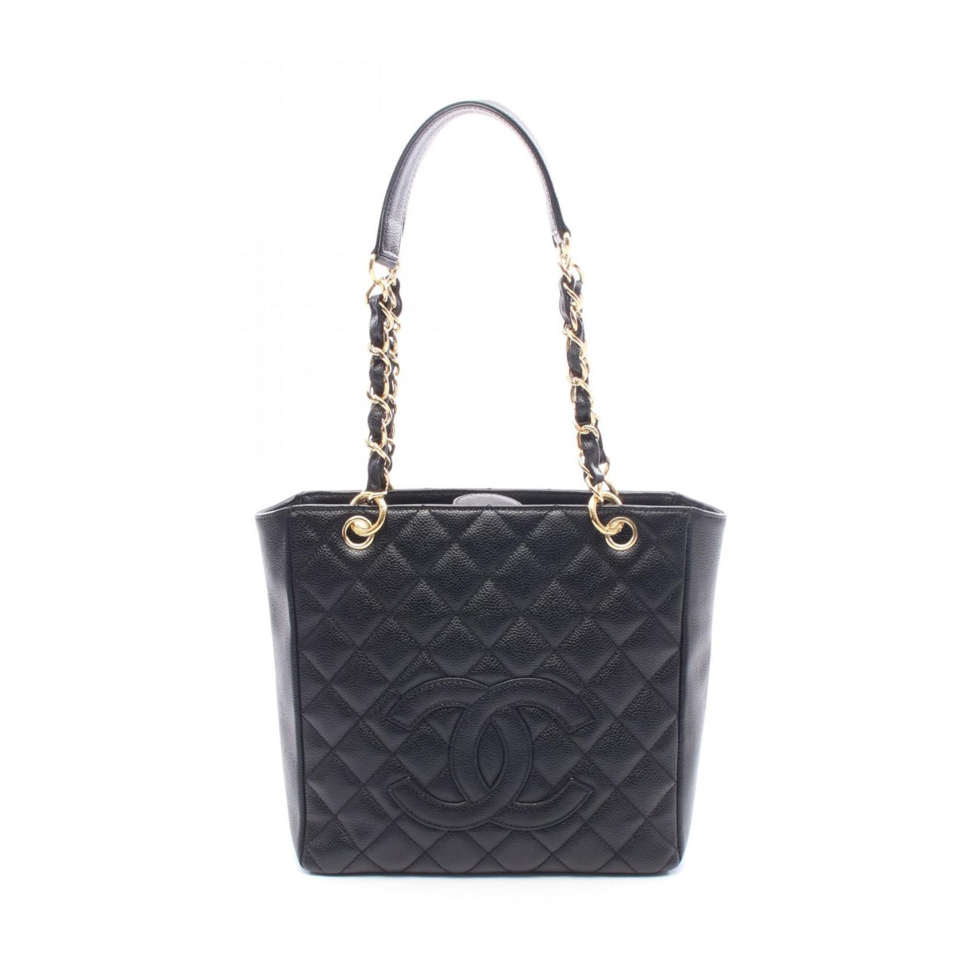 Chanel Black Leather Handbag Tote Bag (Pre-Owned)