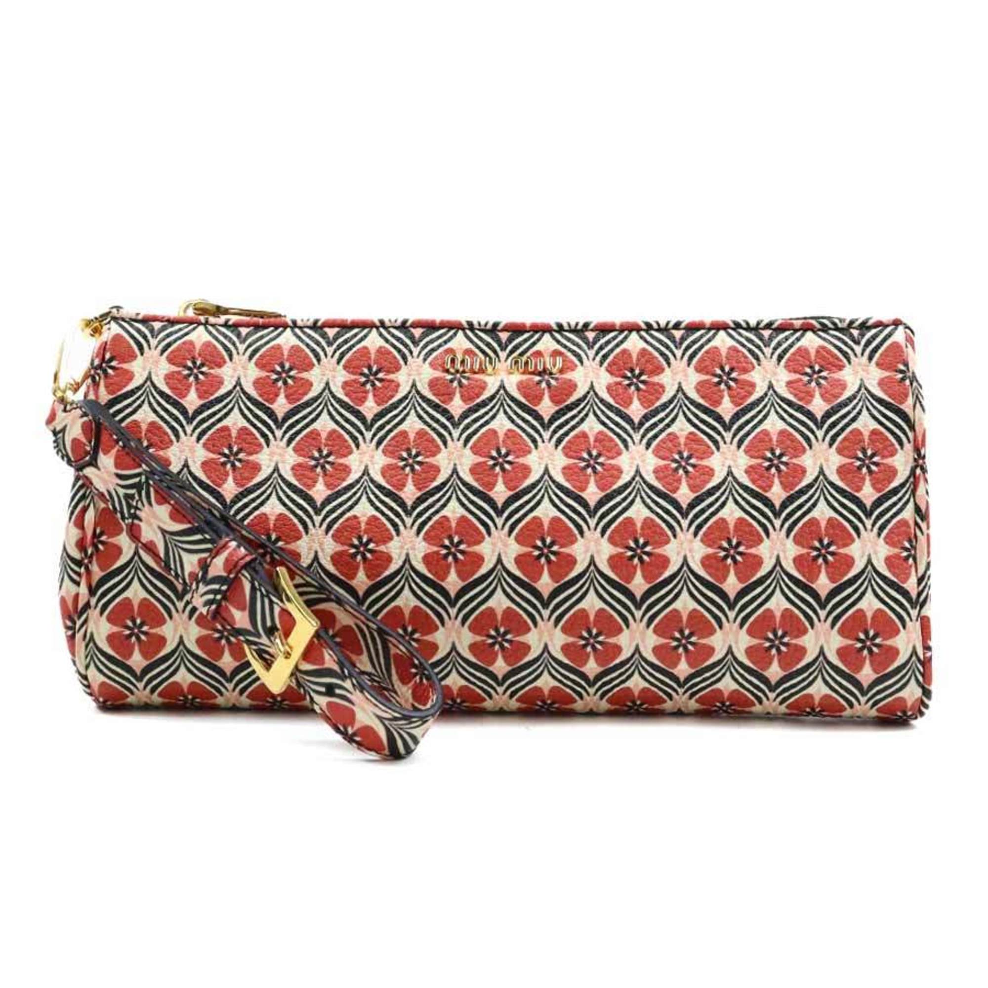 Miu Miu Multi-Color Red Color Leather Clutch Bag (Pre-Owned)