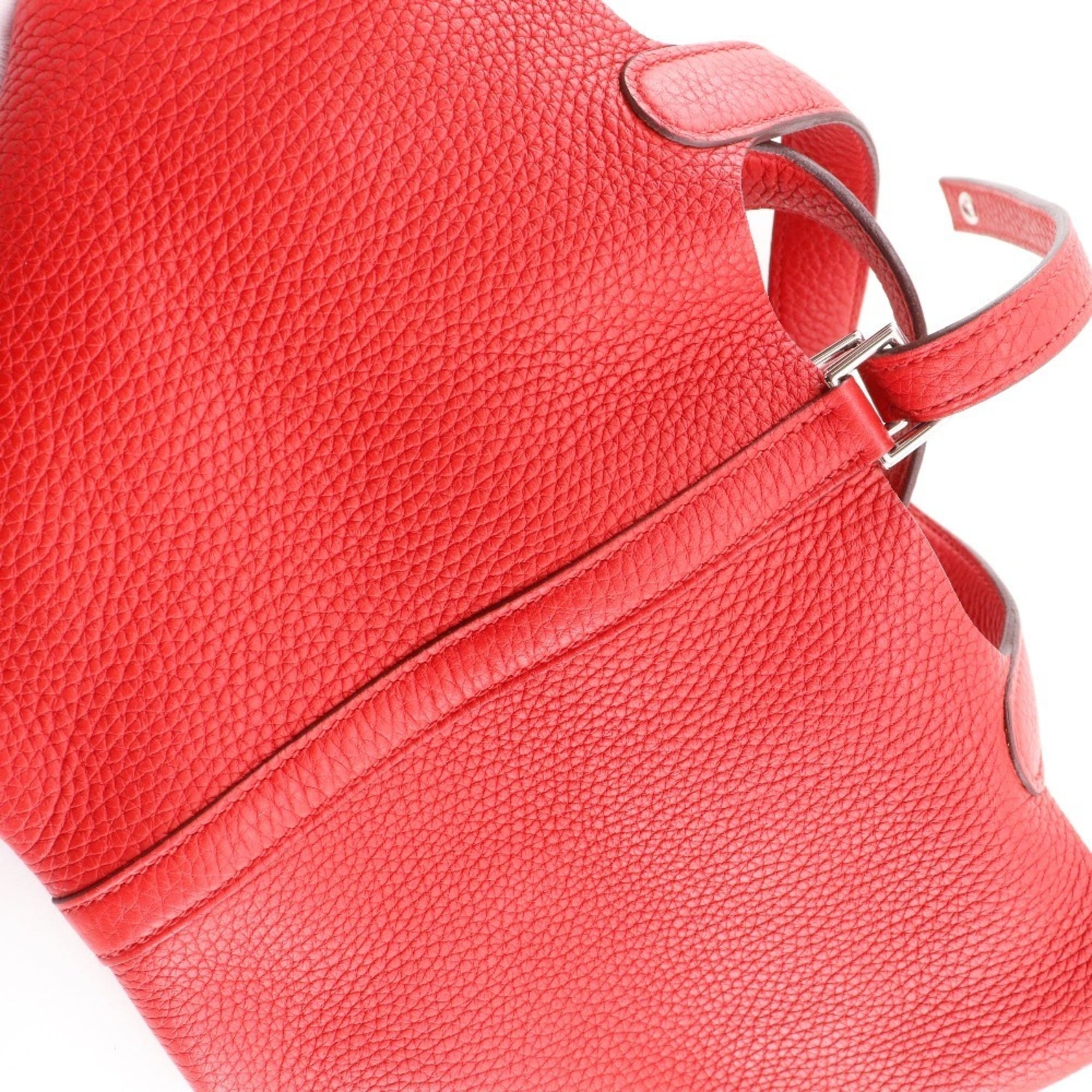 Hermes Picotin Red Color Taurillon Clemence Leather Handbag (Pre-Owned)