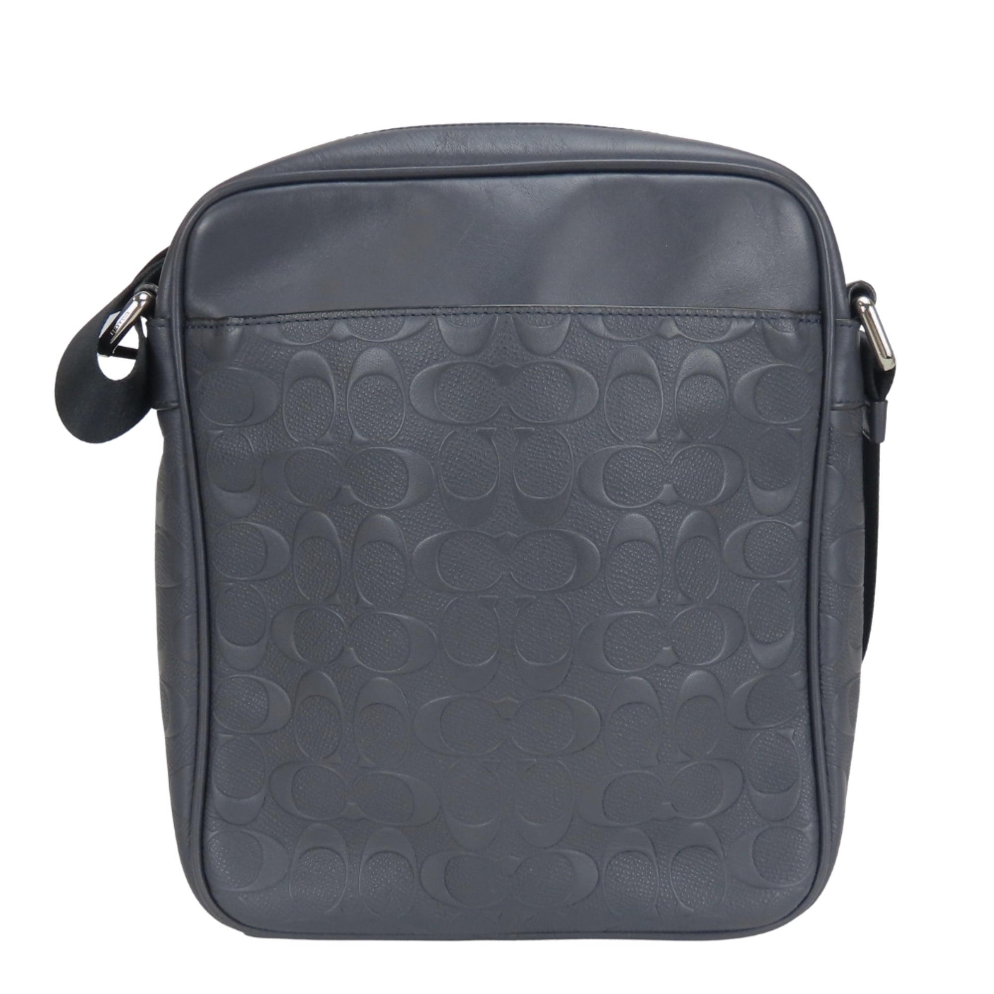 Coach Signature Black Gray Navy Leather Shoulder Bag (Pre-Owned)