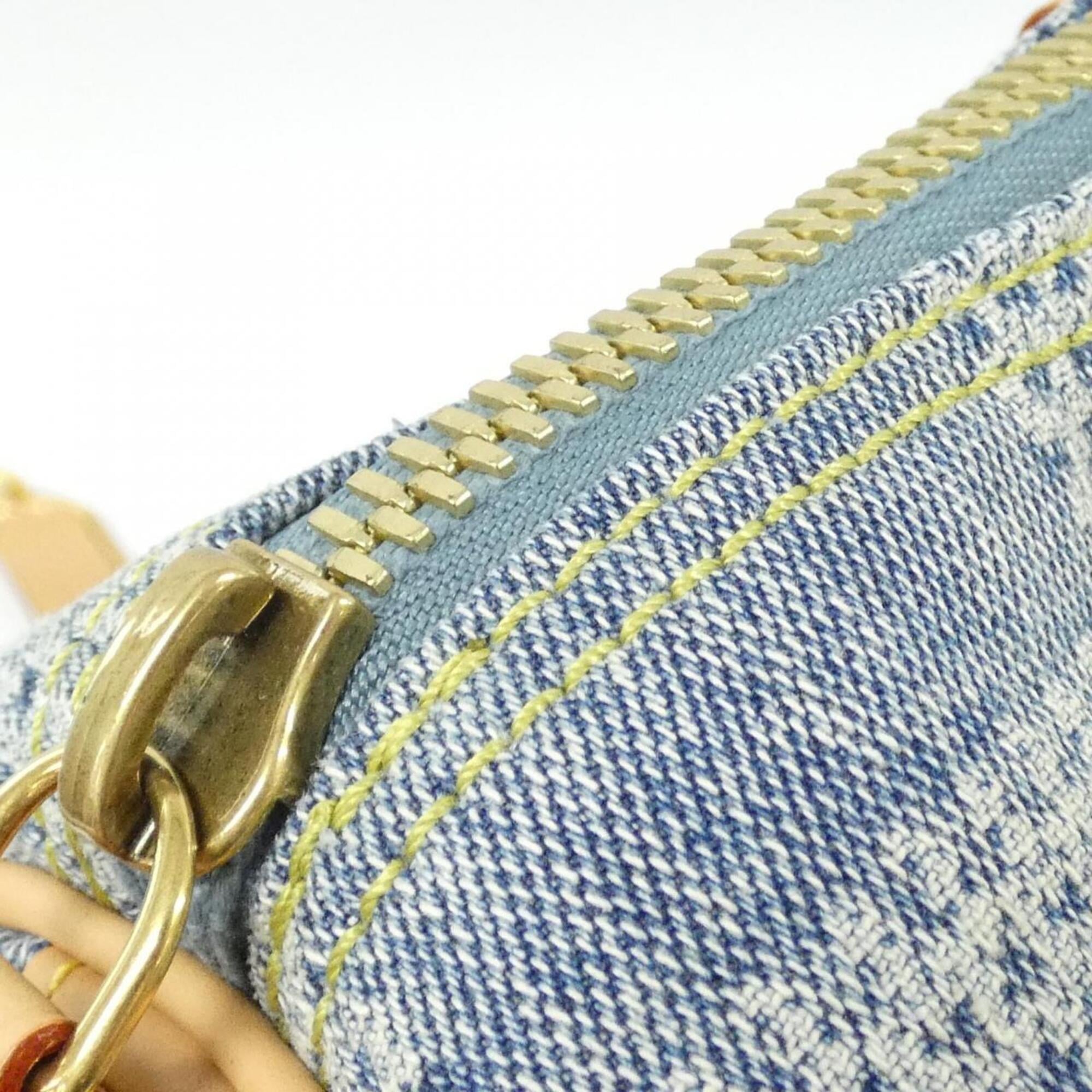 Louis Vuitton Damier Blue Cotton Canvas Leather Handbag (Pre-Owned)