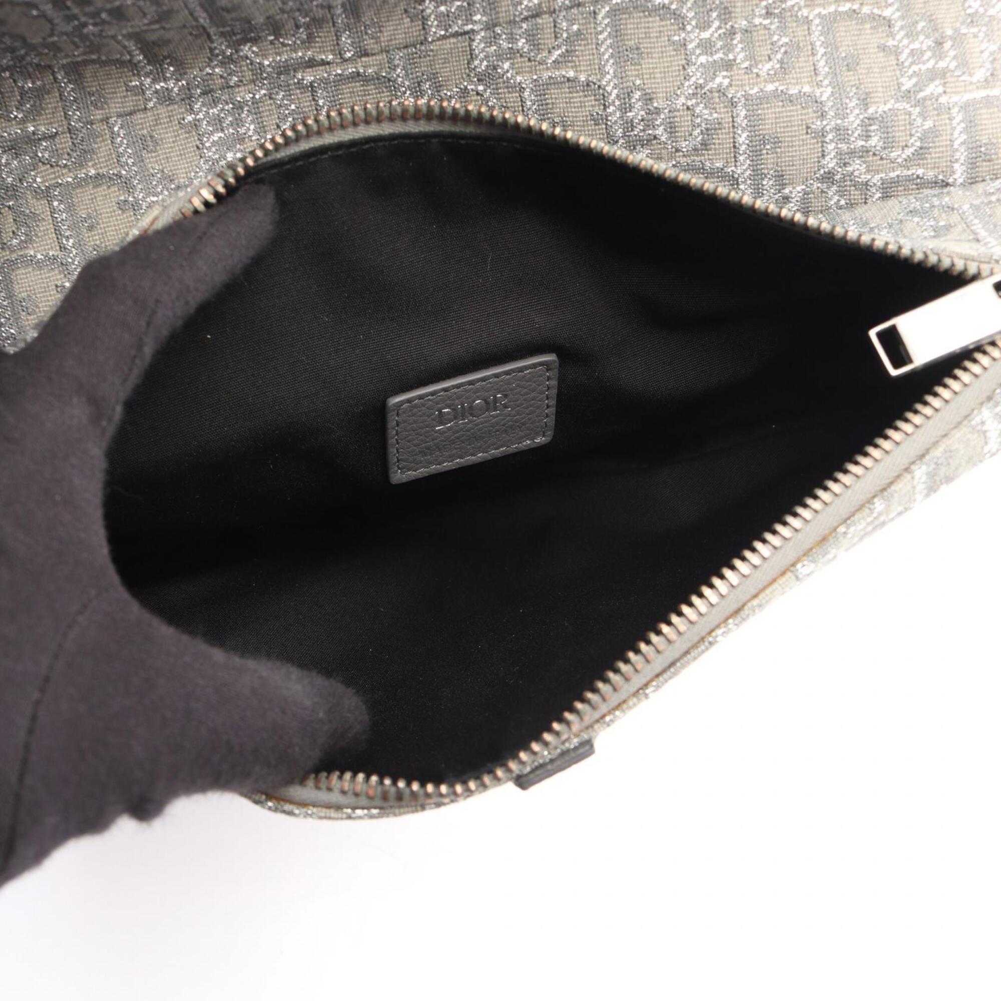 Christian Dior Gray Canvas Leather Fanny Pack Handbag Saddle Bag (Pre-Owned)