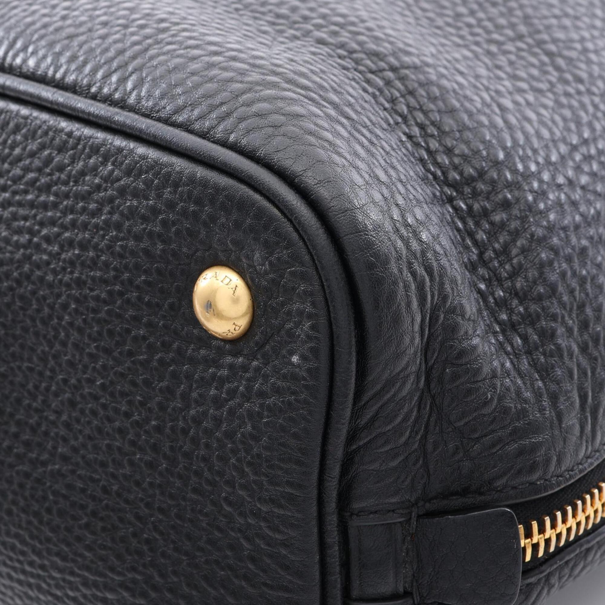 Prada Black Leather Handbag Tote Bag (Pre-Owned)