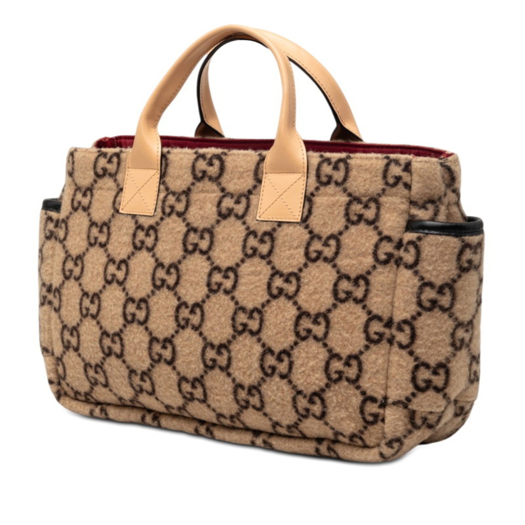 Gucci Beige Black Wool Handbag Tote Bag (Pre-Owned)