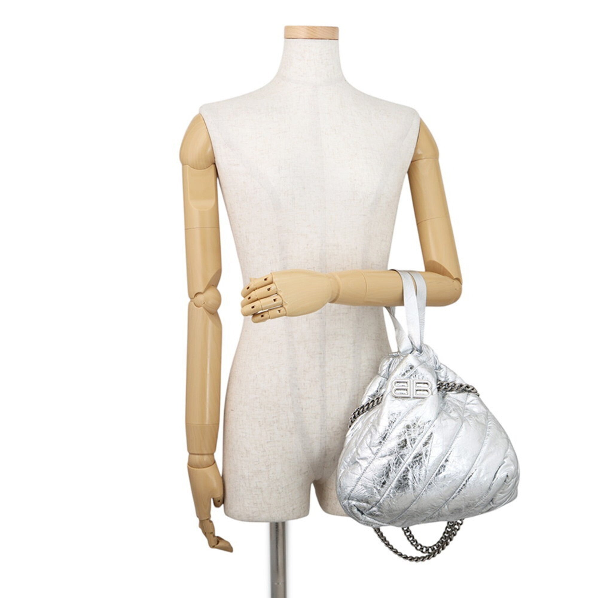 Balenciaga Silver Leather Handbag Shoulder Bag Tote Bag (Pre-Owned)