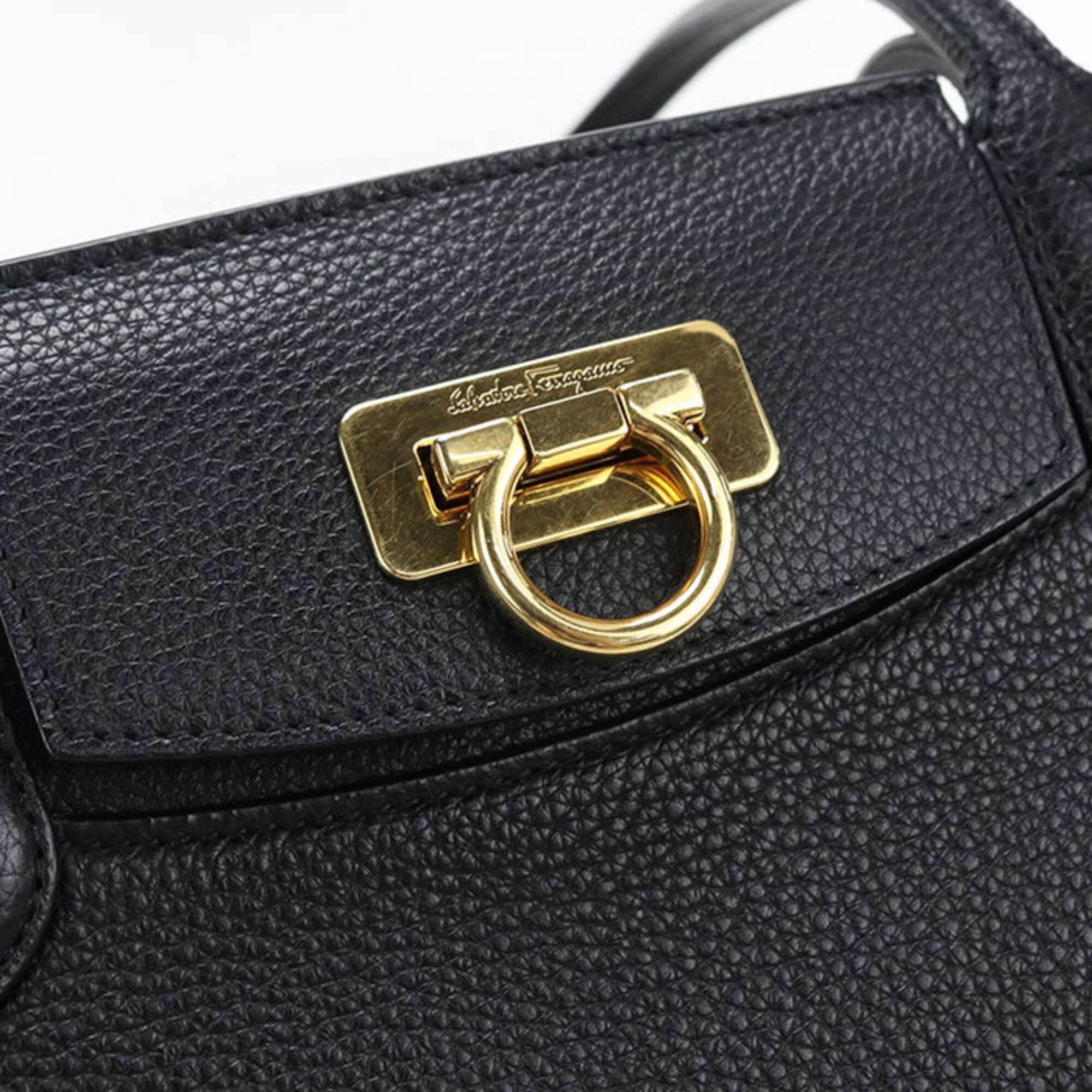 Salvatore Ferragamo Black Leather Pouch Tote Bag (Pre-Owned)