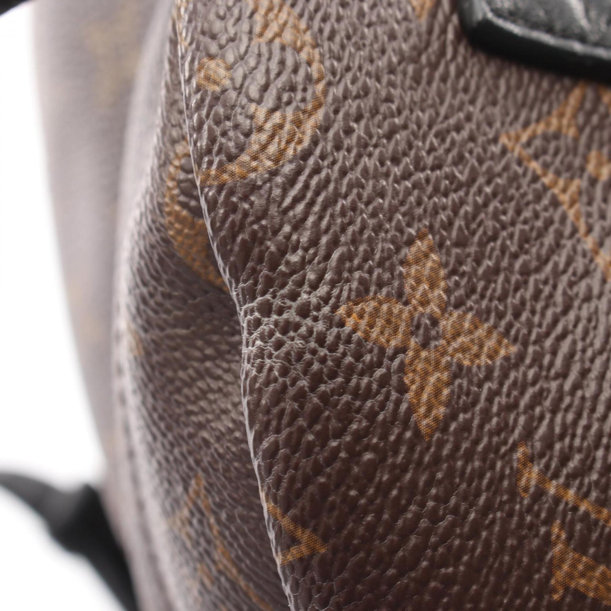 Louis Vuitton Black Brown Coated Canvas Leather Backpack Handbag (Pre-Owned)