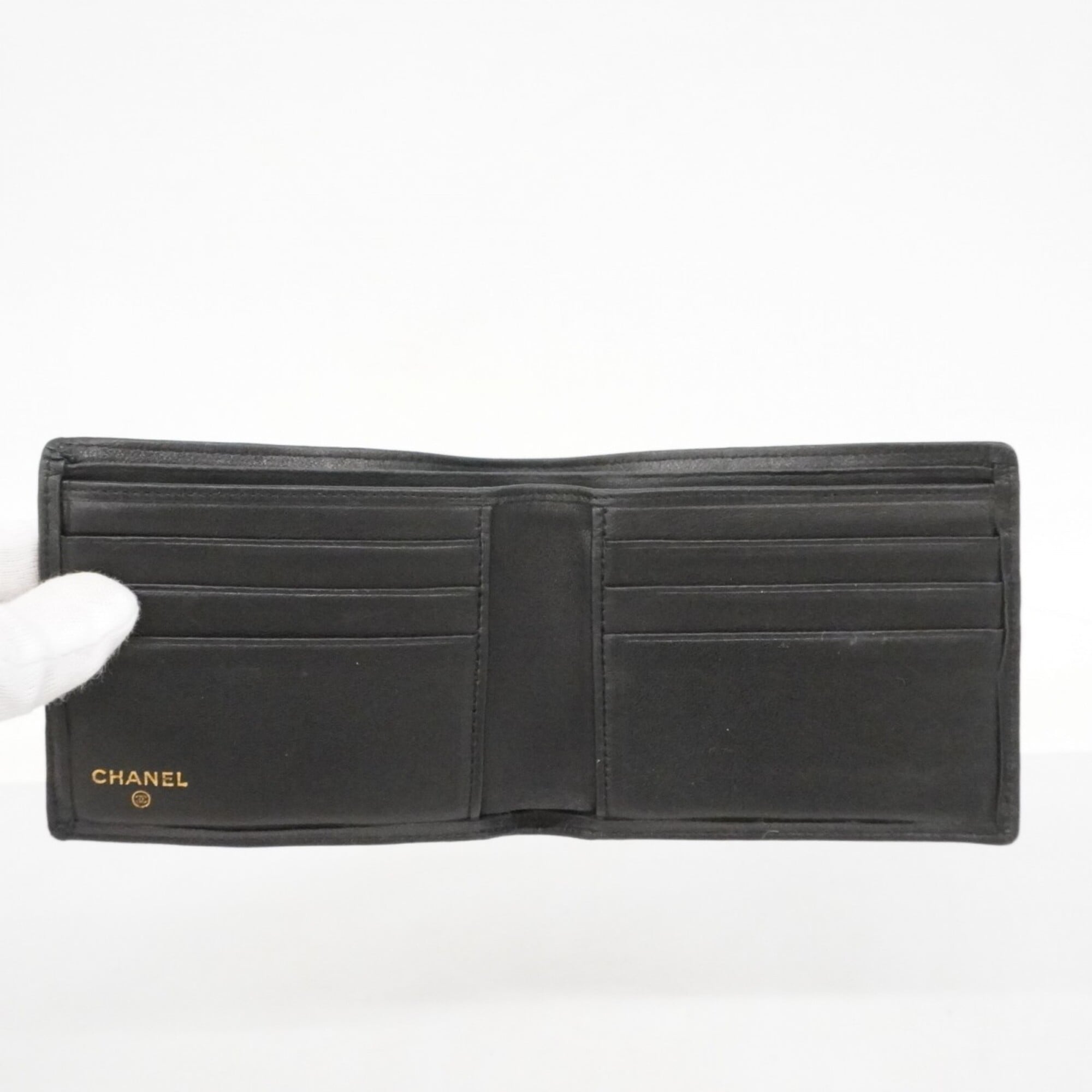 Chanel Black Leather Bill Wallet (Bi-Fold) (Pre-Owned)