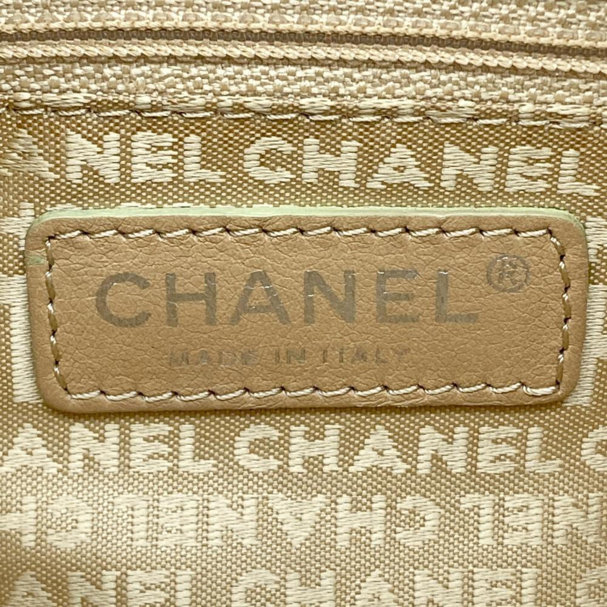 Chanel Beige Multi-Color Canvas Shoulder Bag (Pre-Owned)