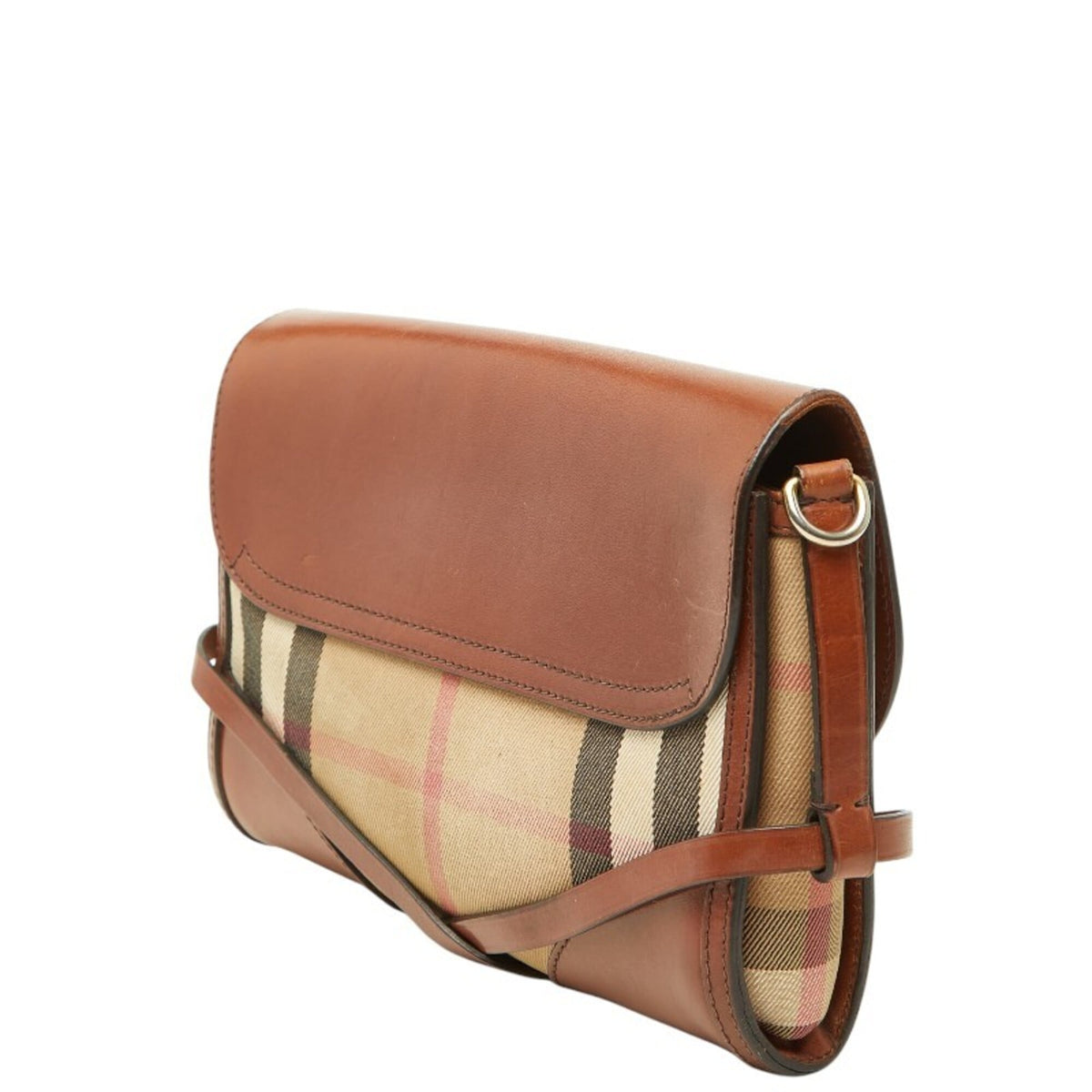 Burberry Beige Brown Canvas Leather Shoulder Bag (Pre-Owned)