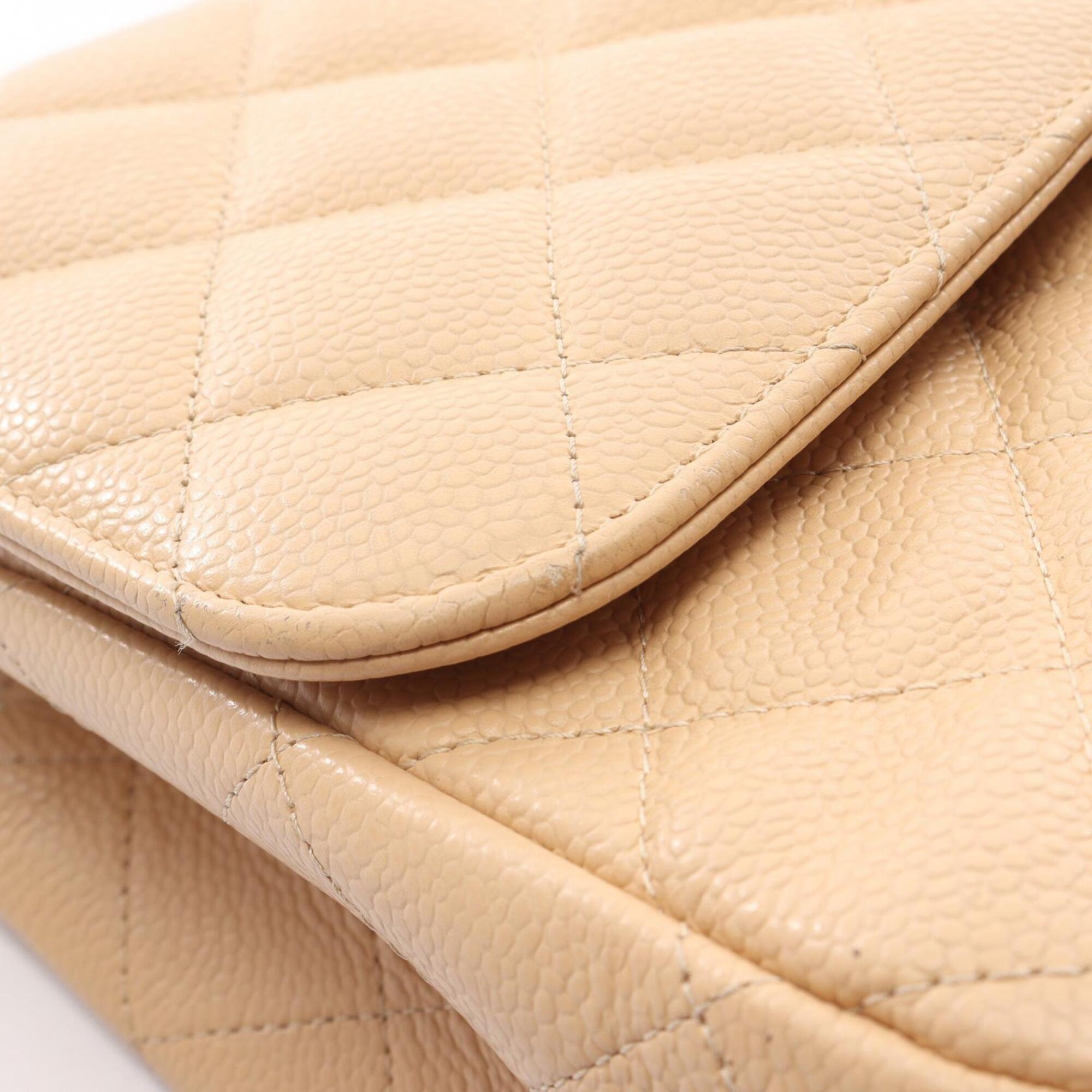 Chanel Beige Grained Calfskin Handbag Shoulder Bag (Pre-Owned)