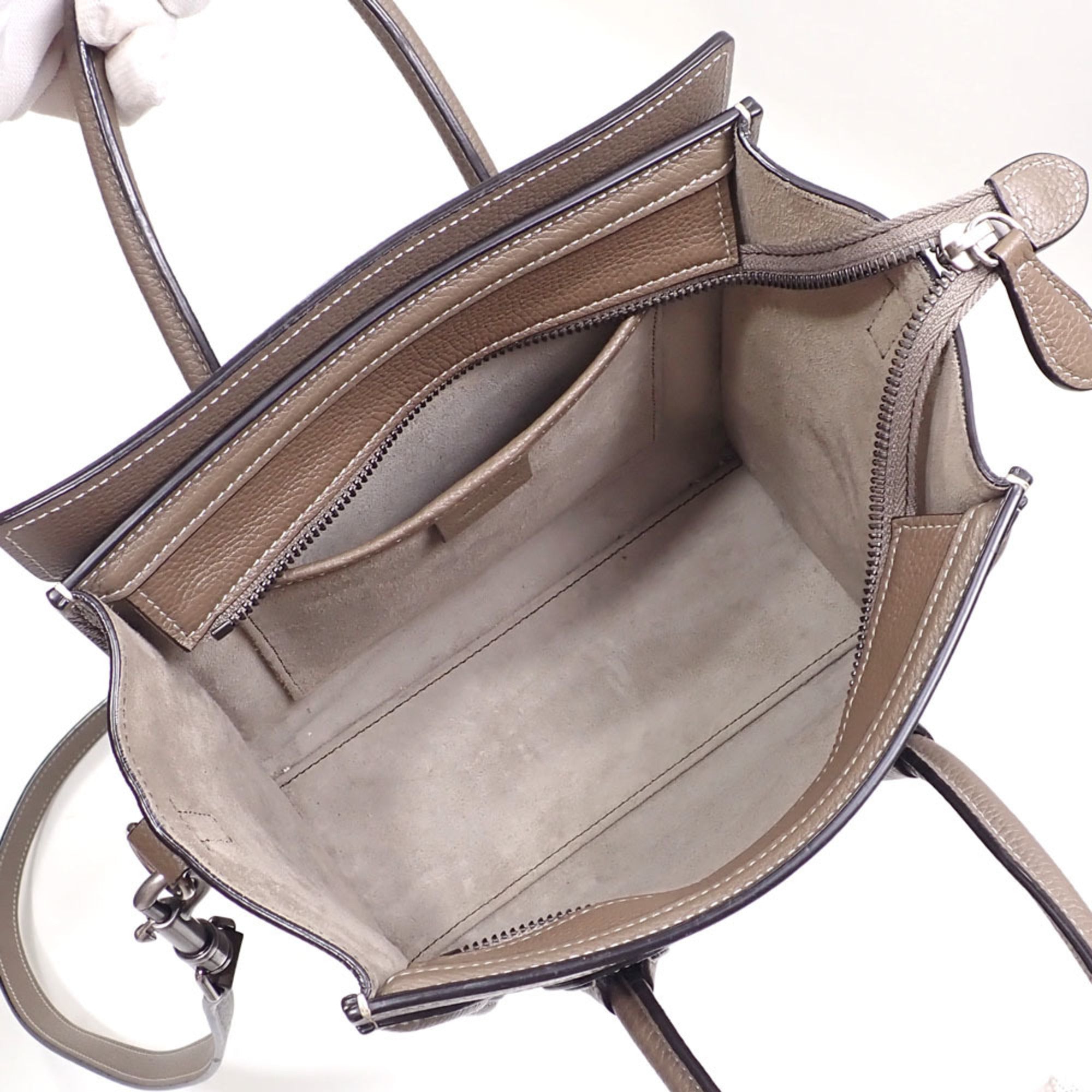 Celine Luggage Grayish Leather Handbag (Pre-Owned)