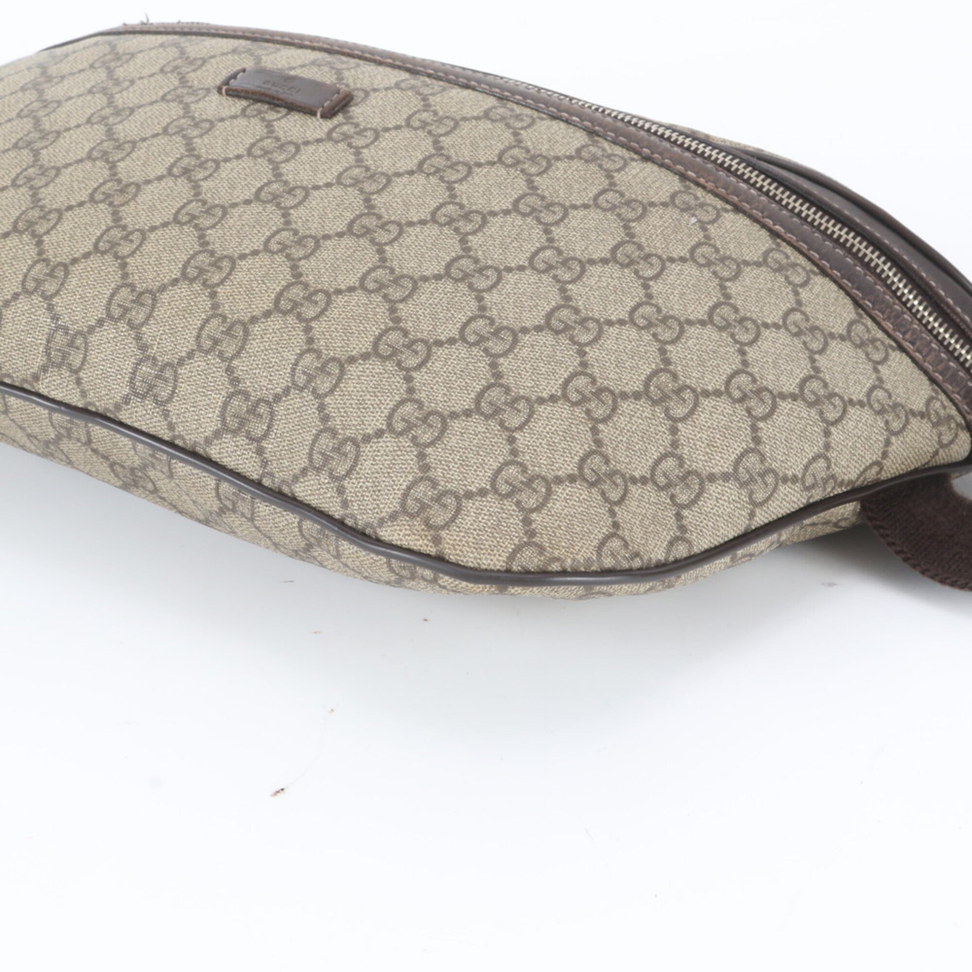 Gucci Beige Brown Leather Coated Canvas Fanny Pack Shoulder Bag Sling Bag Tote Bag (Pre-Owned)