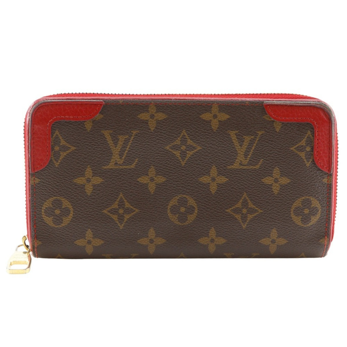 Louis Vuitton Brown Cerise Red Color Monogram Canvas Long Wallet (Bi-Fold) (Pre-Owned)