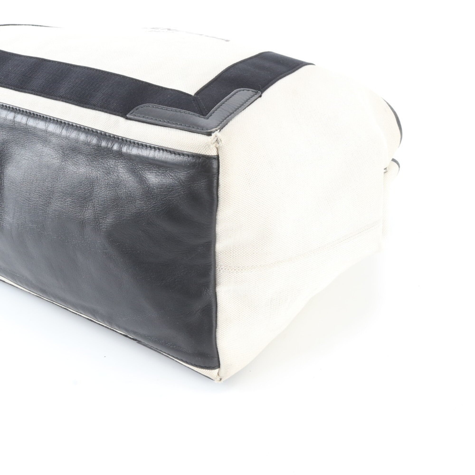 Balenciaga Ivory Leather Canvas Handbag Shoulder Bag Tote Bag (Pre-Owned)