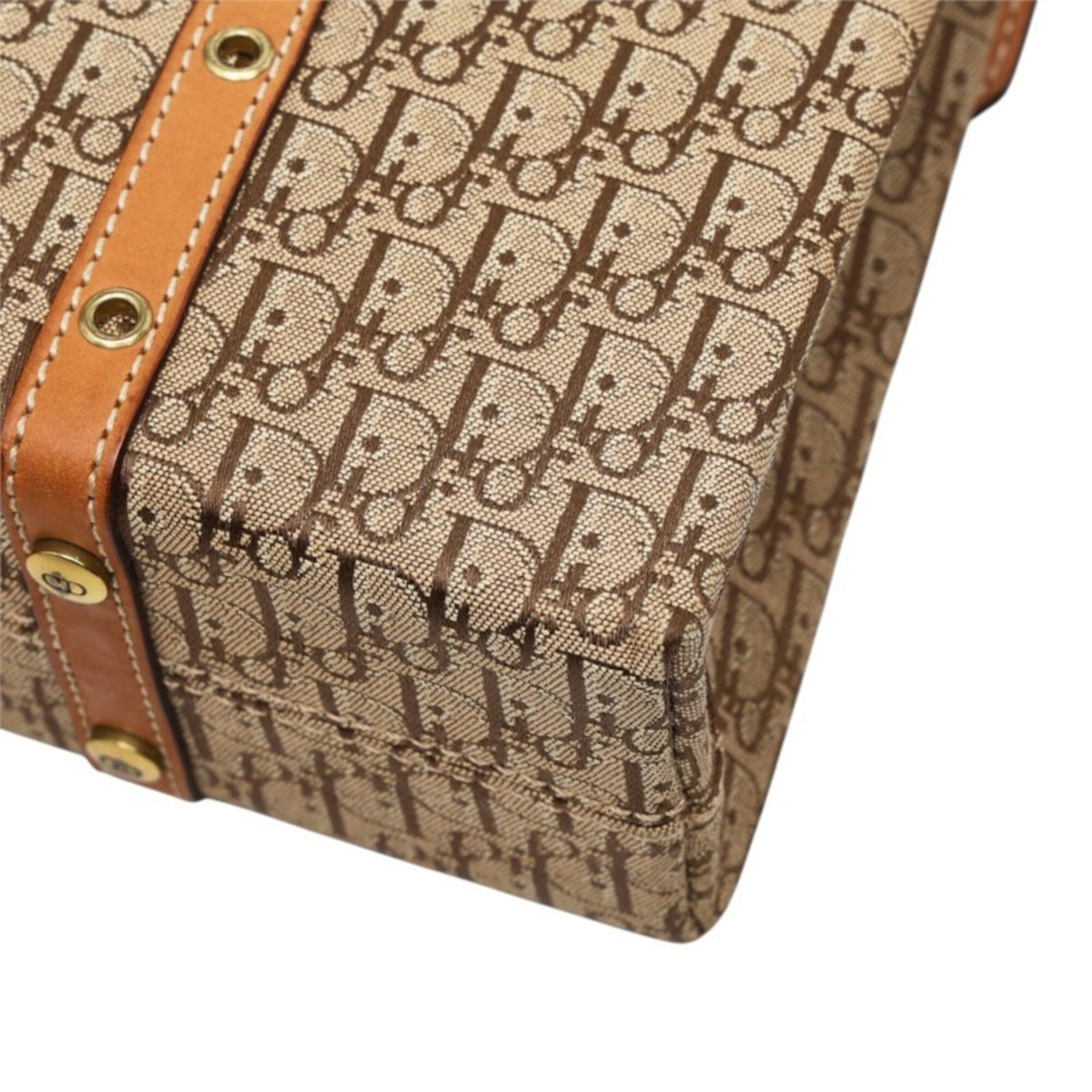 Christian Dior Trotter Beige Brown Canvas Leather Handbag Shoulder Bag (Pre-Owned)