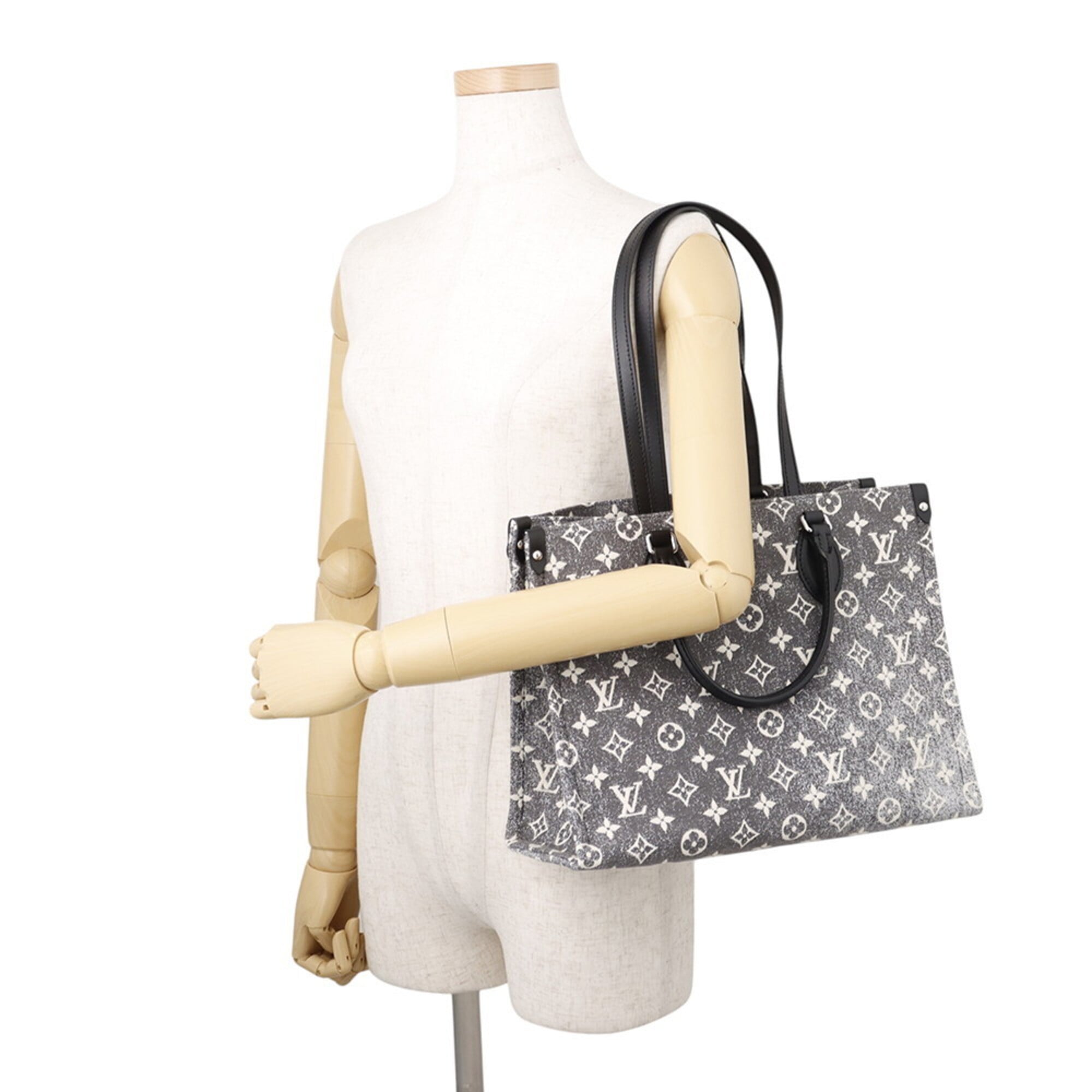 Louis Vuitton Monogram Gray Monogram Jacquard Denim Handbag Tote Bag (Pre-Owned)
