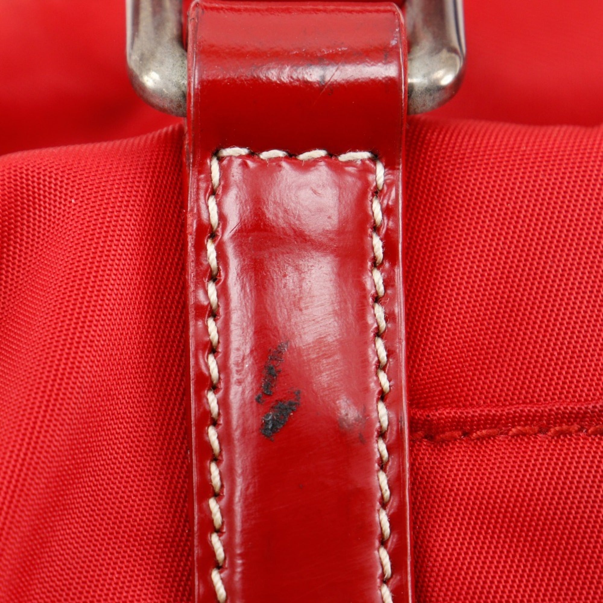 Prada Red Color Nylon Handbag (Pre-Owned)