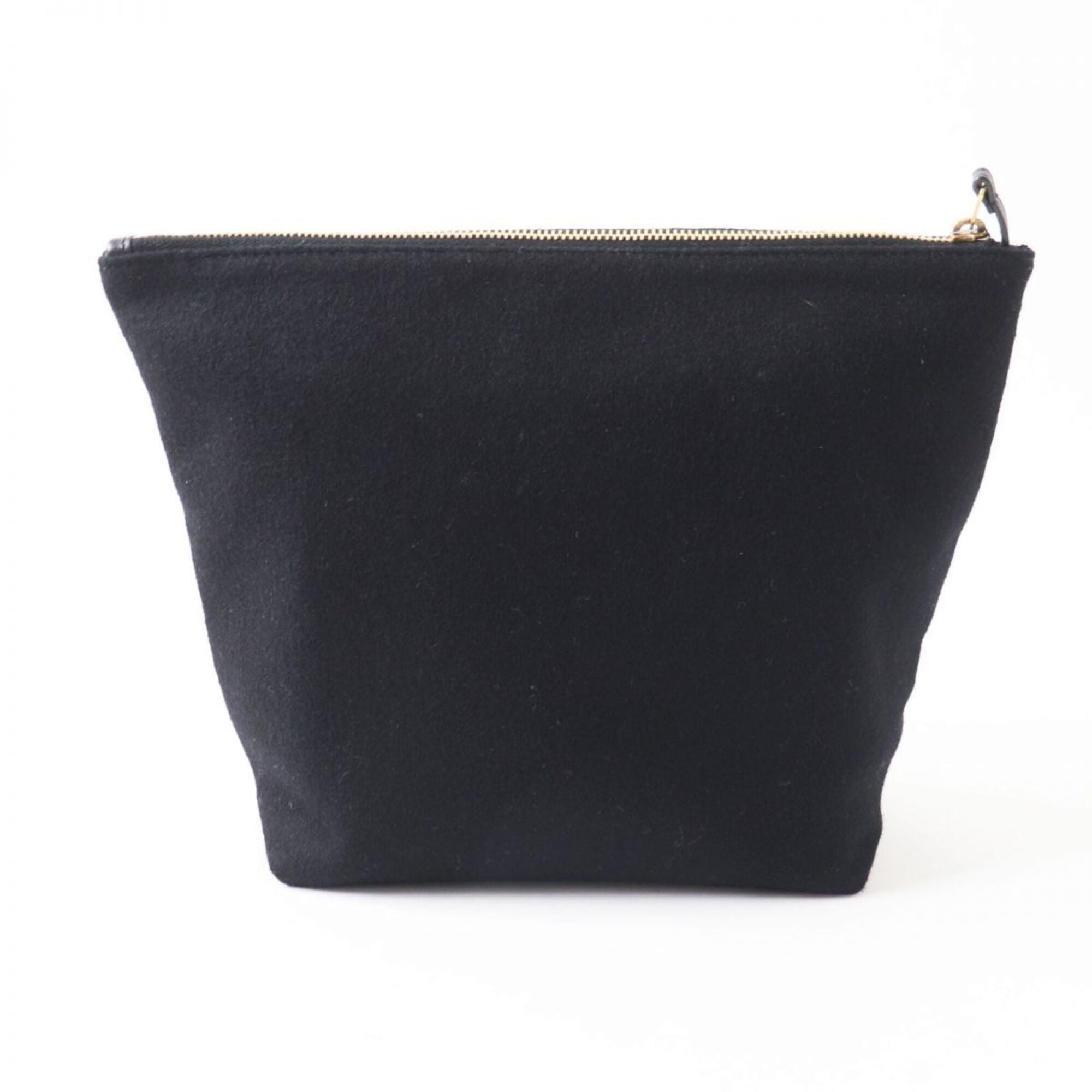 Saint Laurent Black Gold Wool Leather Pouch (Pre-Owned)